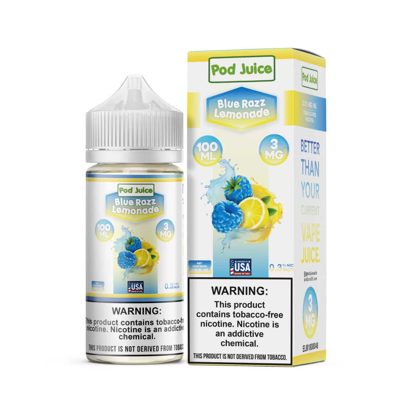 Pod Juice Blue Razz Lemonade Tobacco Free Nicotine E-Juice 100ml Pod Juice Blue Razz Lemonade Tobacco Free Nicotine E-Juice 100ml