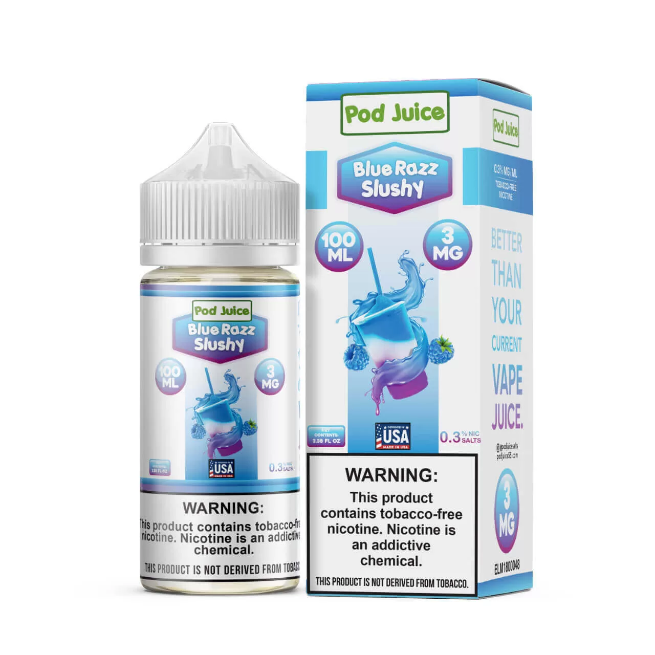 Pod Juice Blue Razz Slushy Tobacco Free Nicotine E-Juice 100ml Pod Juice Blue Razz Slushy Tobacco Free Nicotine E-Juice 100ml