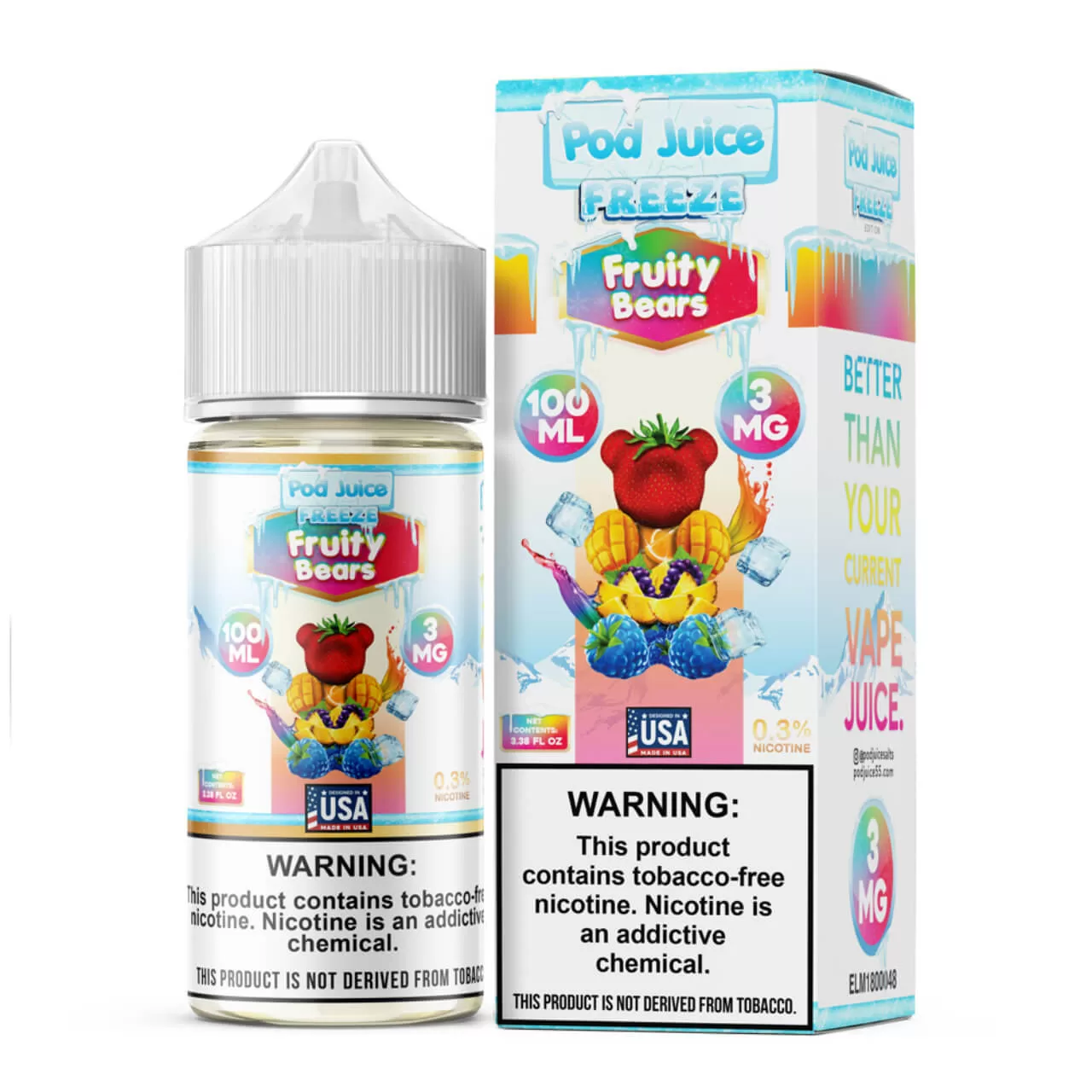 Pod Juice Fruity Bears Freeze Tobacco Free Nicotine E-Juice 100ml