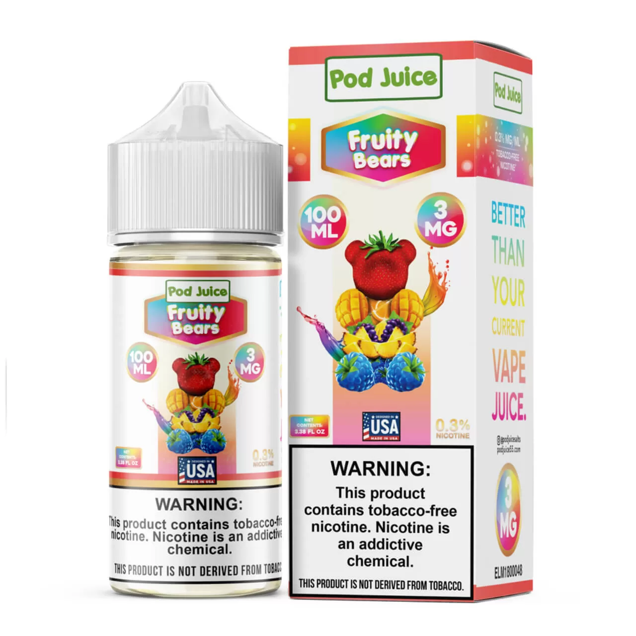Pod Juice Fruity Bears Tobacco Free Nicotine E-Juice 100ml Pod Juice Fruity Bears Tobacco Free Nicotine E-Juice 100ml