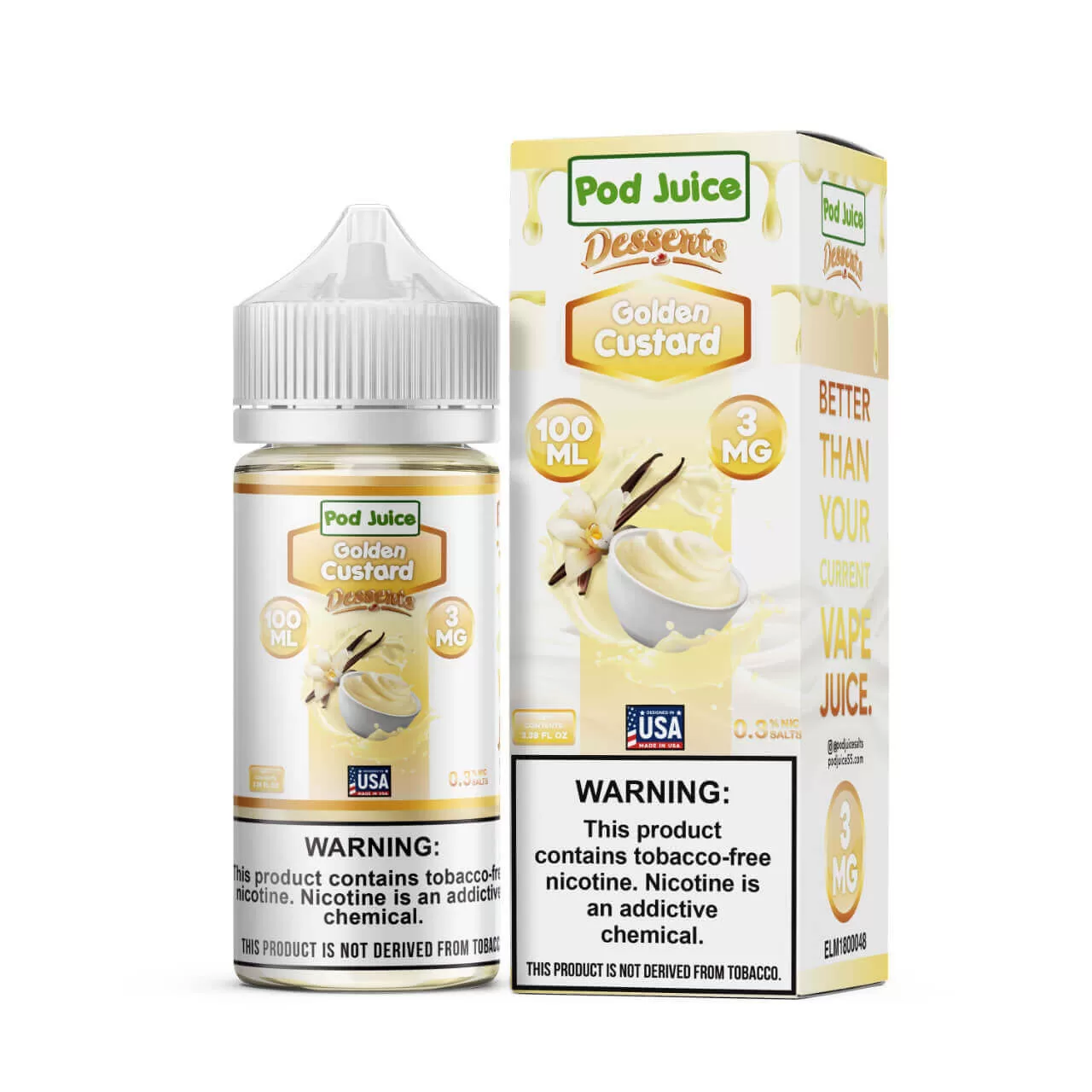 Pod Juice Golden Custard Tobacco Free Nicotine E-Juice 100ml Pod Juice Golden Custard Tobacco Free Nicotine E-Juice 100ml