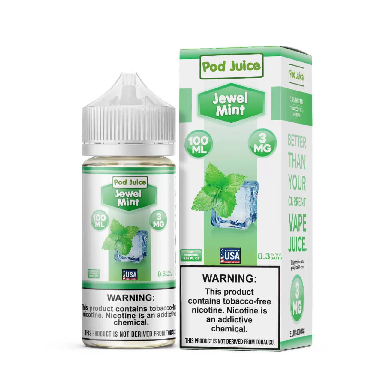 Pod Juice Jewel Mint Tobacco Free Nicotine E-Juice 100ml Pod Juice Jewel Mint Tobacco Free Nicotine E-Juice 100ml