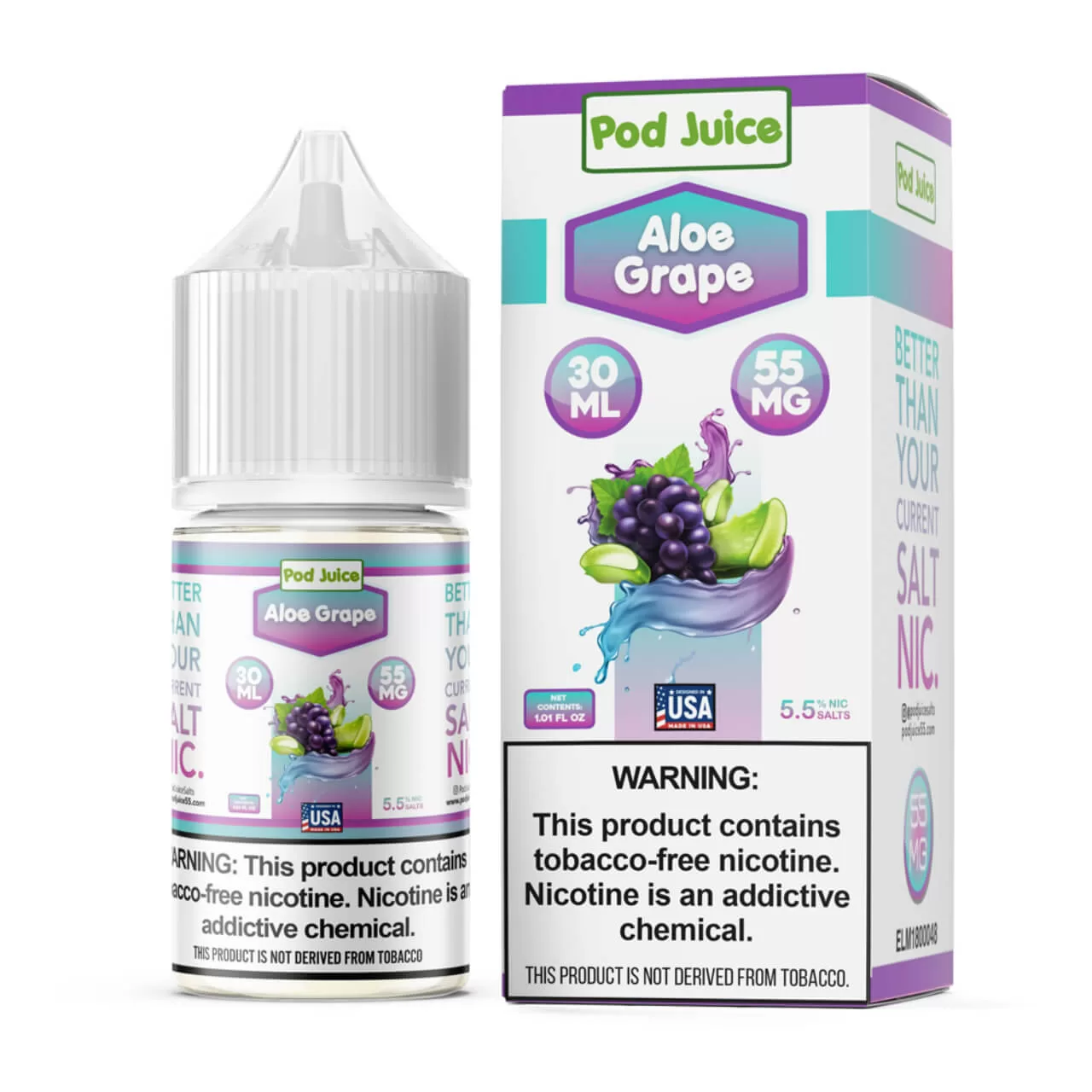 Pod Juice Salt Aloe Grape Tobacco Free Nicotine E-Juice 30ml Pod Juice Salt Aloe Grape Tobacco Free Nicotine E-Juice 30ml