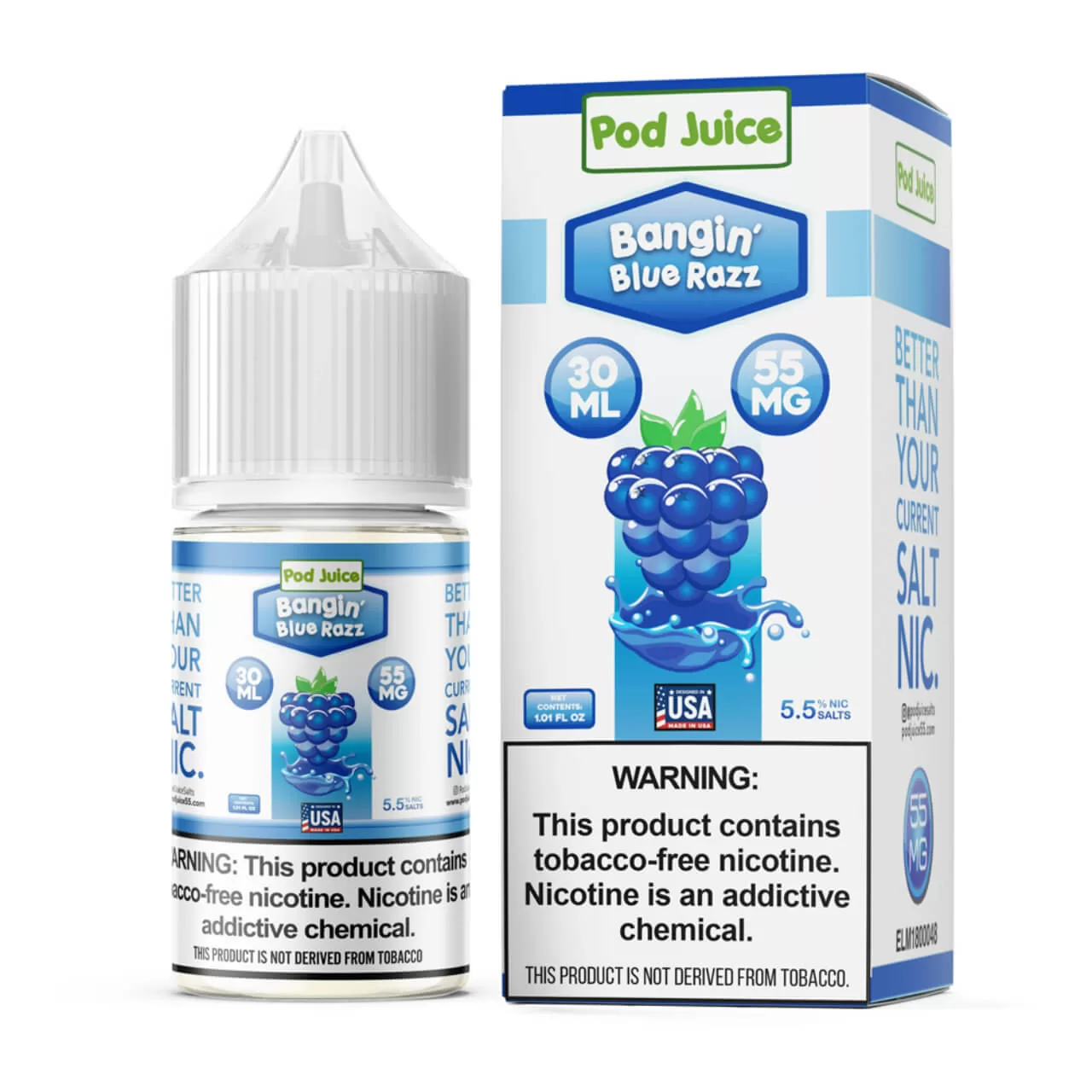 Pod Juice Salt Bangin' Blue Razz Tobacco Free Nicotine E-Juice 30ml Pod Juice Salt Bangin' Blue Razz Tobacco Free Nicotine E-Juice 30ml