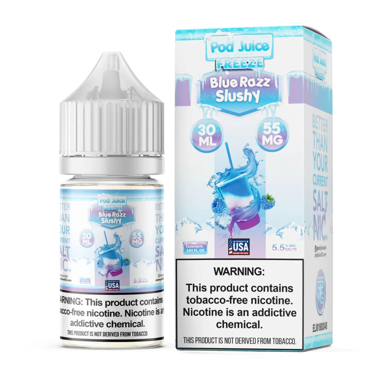 Pod Juice Salt Blue Razz Slushy Freeze Tobacco Free Nicotine E-Juice 30ml Pod Juice Salt Blue Razz Slushy Freeze Tobacco Free Nicotine E-Juice 30ml