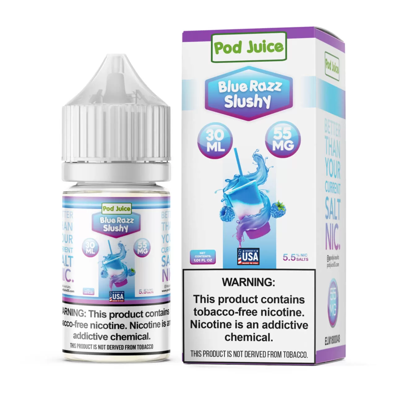Pod Juice Salt Blue Razz Slushy Tobacco Free Nicotine E-Juice 30ml Pod Juice Salt Blue Razz Slushy Tobacco Free Nicotine E-Juice 30ml
