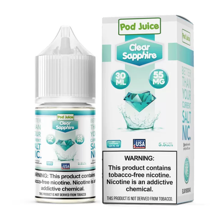 Pod Juice Salt Clear Sapphire Tobacco Free Nicotine E-Juice 30ml Pod Juice Salt Clear Sapphire Tobacco Free Nicotine E-Juice 30ml