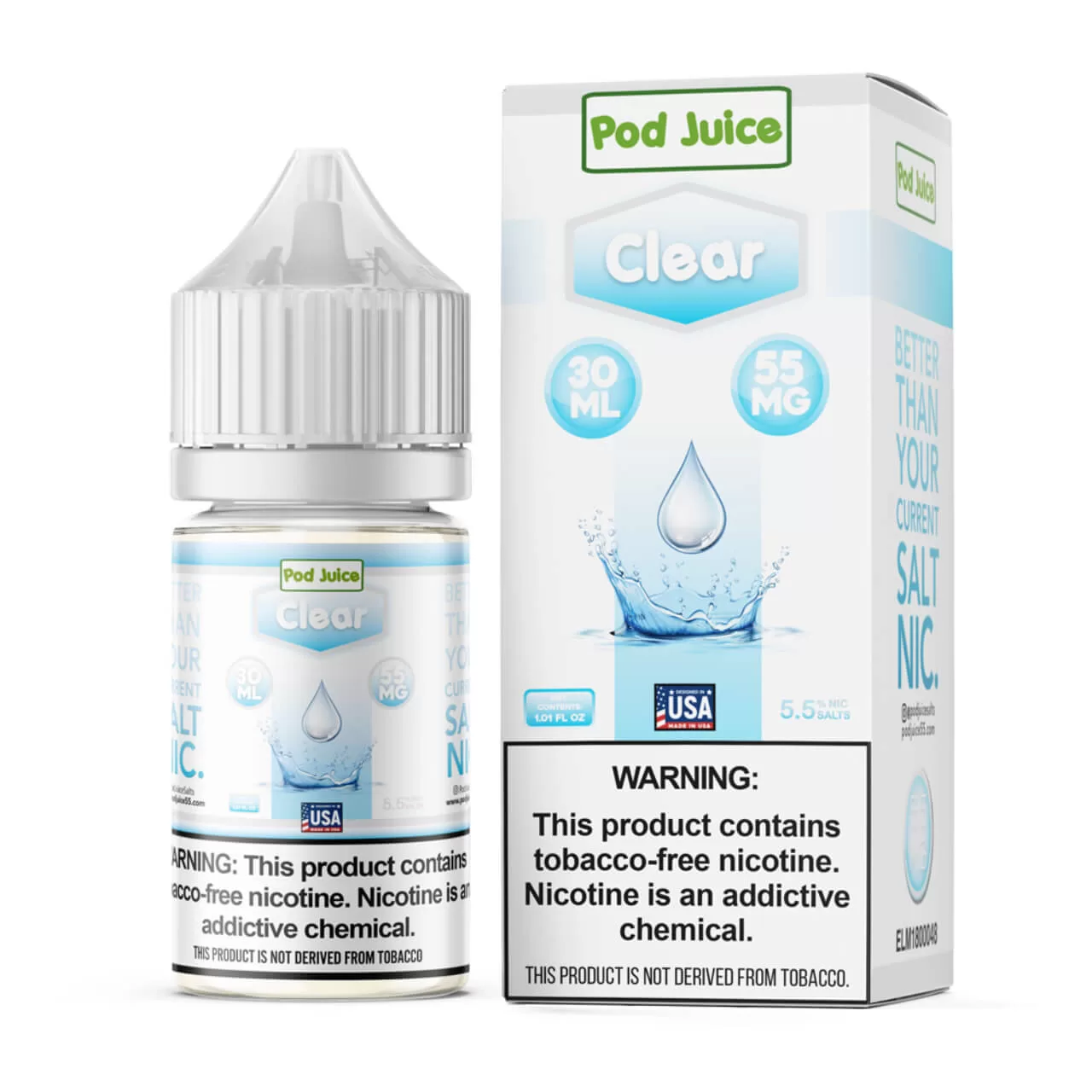 Pod Juice Salt Clear Tobacco Free Nicotine E-Juice 30ml Pod Juice Salt Clear Tobacco Free Nicotine E-Juice 30ml