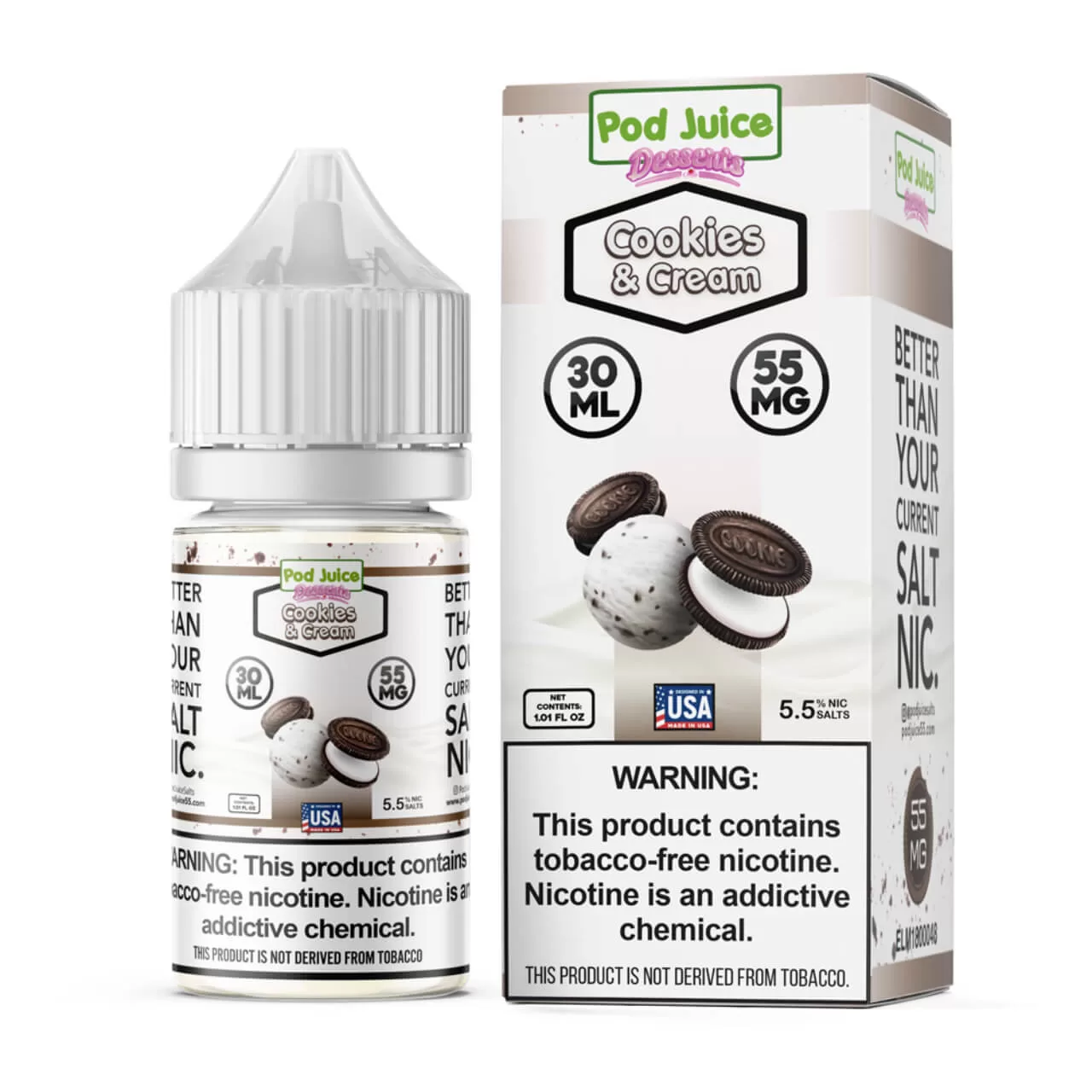 Pod Juice Salt Cookies & Cream Tobacco Free Nicotine E-Juice 30ml Pod Juice Salt Cookies & Cream Tobacco Free Nicotine E-Juice 30ml