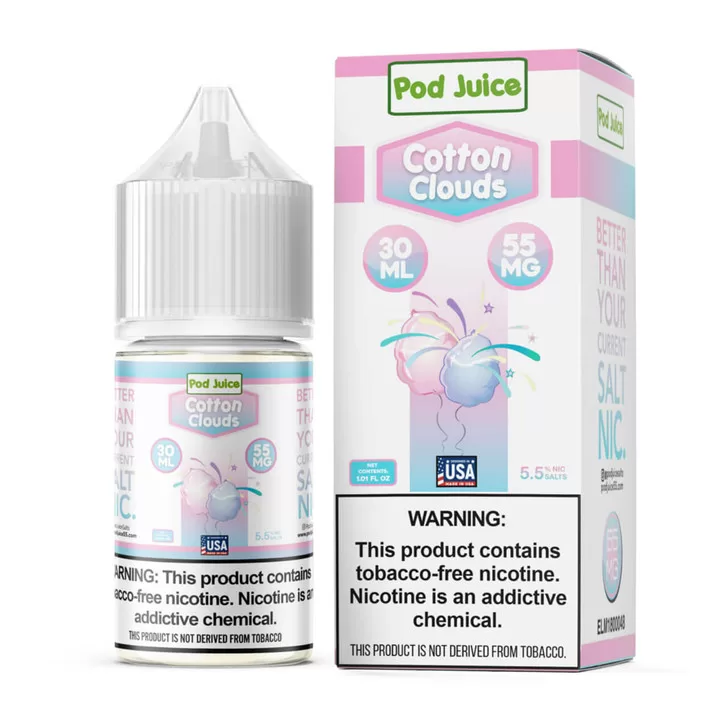 Pod Juice Salt Cotton Clouds Tobacco Free Nicotine E-Juice 30ml Pod Juice Salt Cotton Clouds Tobacco Free Nicotine E-Juice 30ml