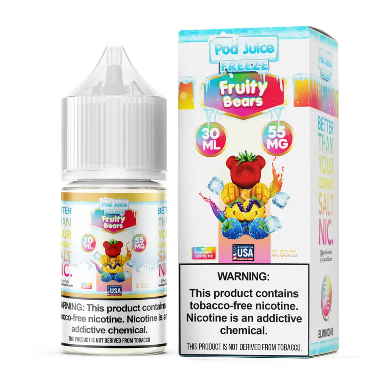 Pod Juice Salt Fruity Bears Freeze Tobacco Free Nicotine E-Juice 30ml Pod Juice Salt Fruity Bears Freeze Tobacco Free Nicotine E-Juice 30ml