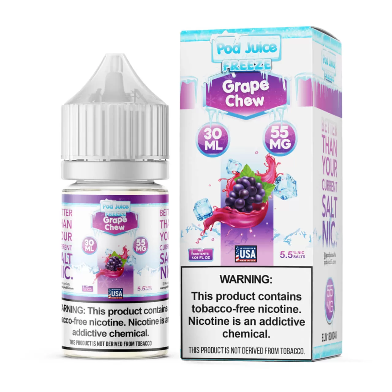 Pod Juice Salt Grape Chew Freeze Tobacco Free Nicotine E-Juice 30ml Pod Juice Salt Grape Chew Freeze Tobacco Free Nicotine E-Juice 30ml