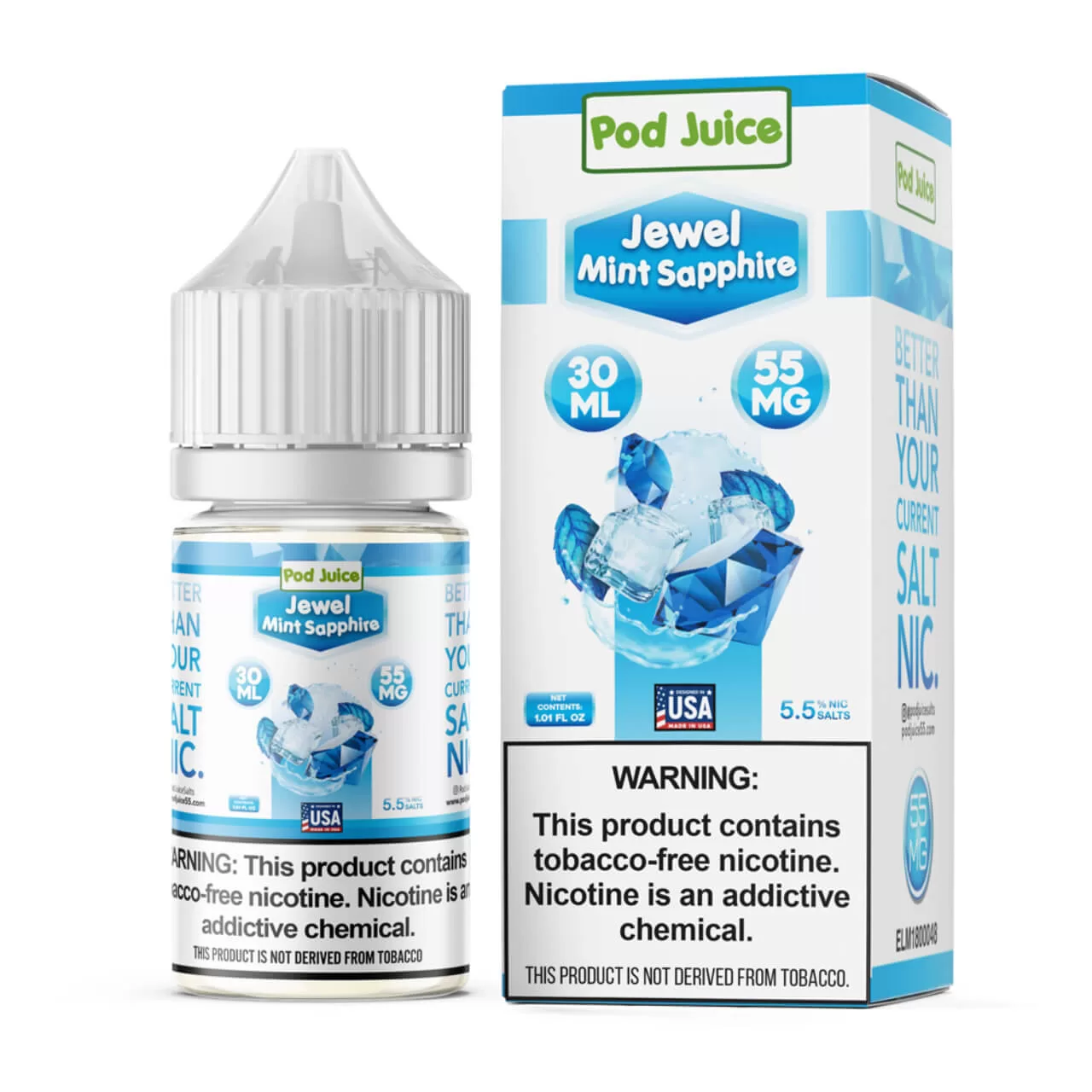 Pod Juice Salt Jewel Mint Sapphire Tobacco Free Nicotine E-Juice 30ml Pod Juice Salt Jewel Mint Sapphire Tobacco Free Nicotine E-Juice 30ml