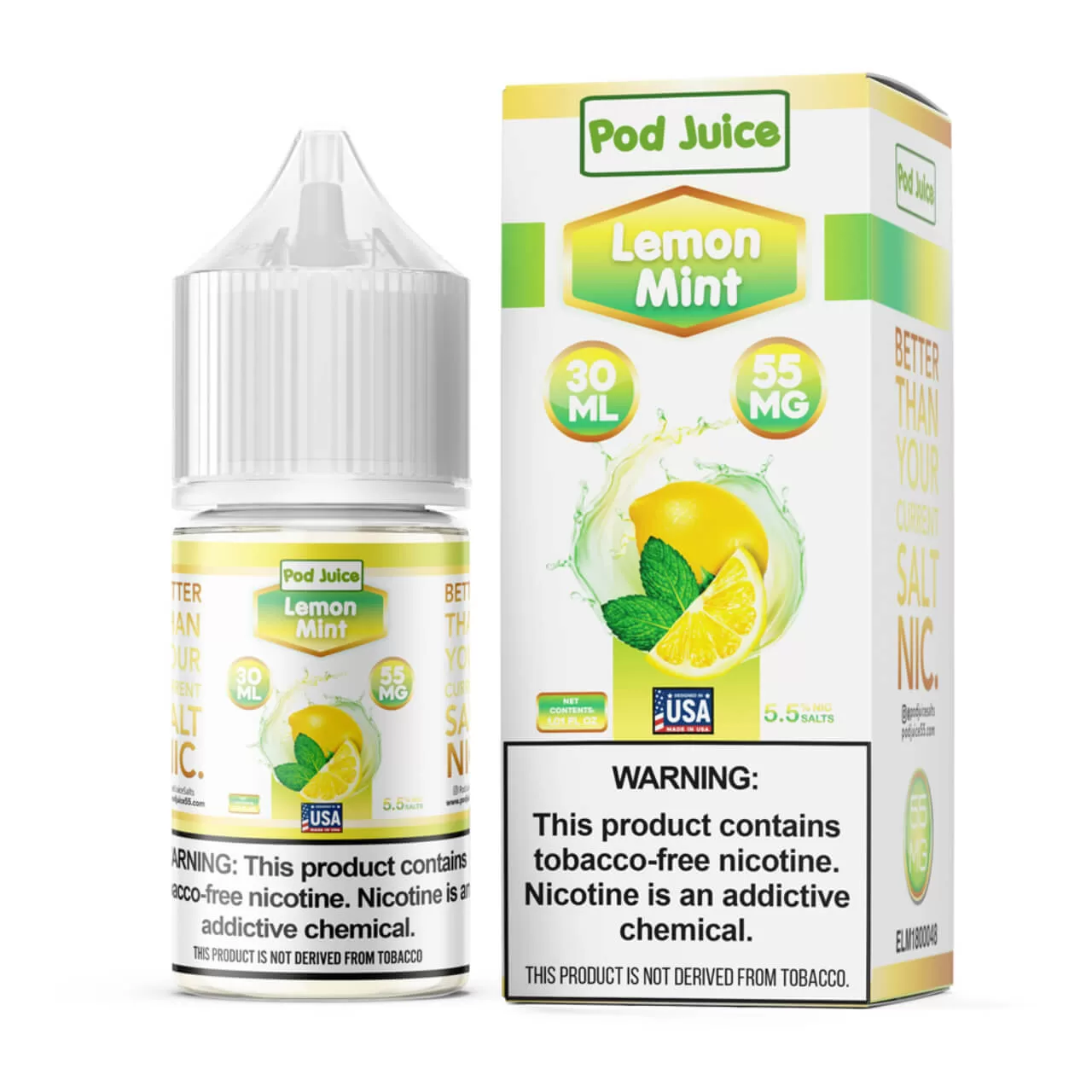 Pod Juice Salt Lemon Mint Tobacco Free Nicotine E-Juice 30ml Pod Juice Salt Lemon Mint Tobacco Free Nicotine E-Juice 30ml
