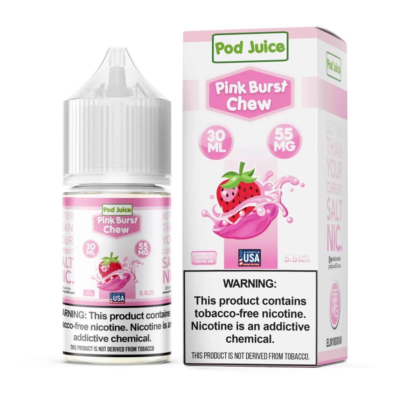 Pod Juice Salt Pink Burst Chew Tobacco Free Nicotine E-Juice 30ml Pod Juice Salt Pink Burst Chew Tobacco Free Nicotine E-Juice 30ml