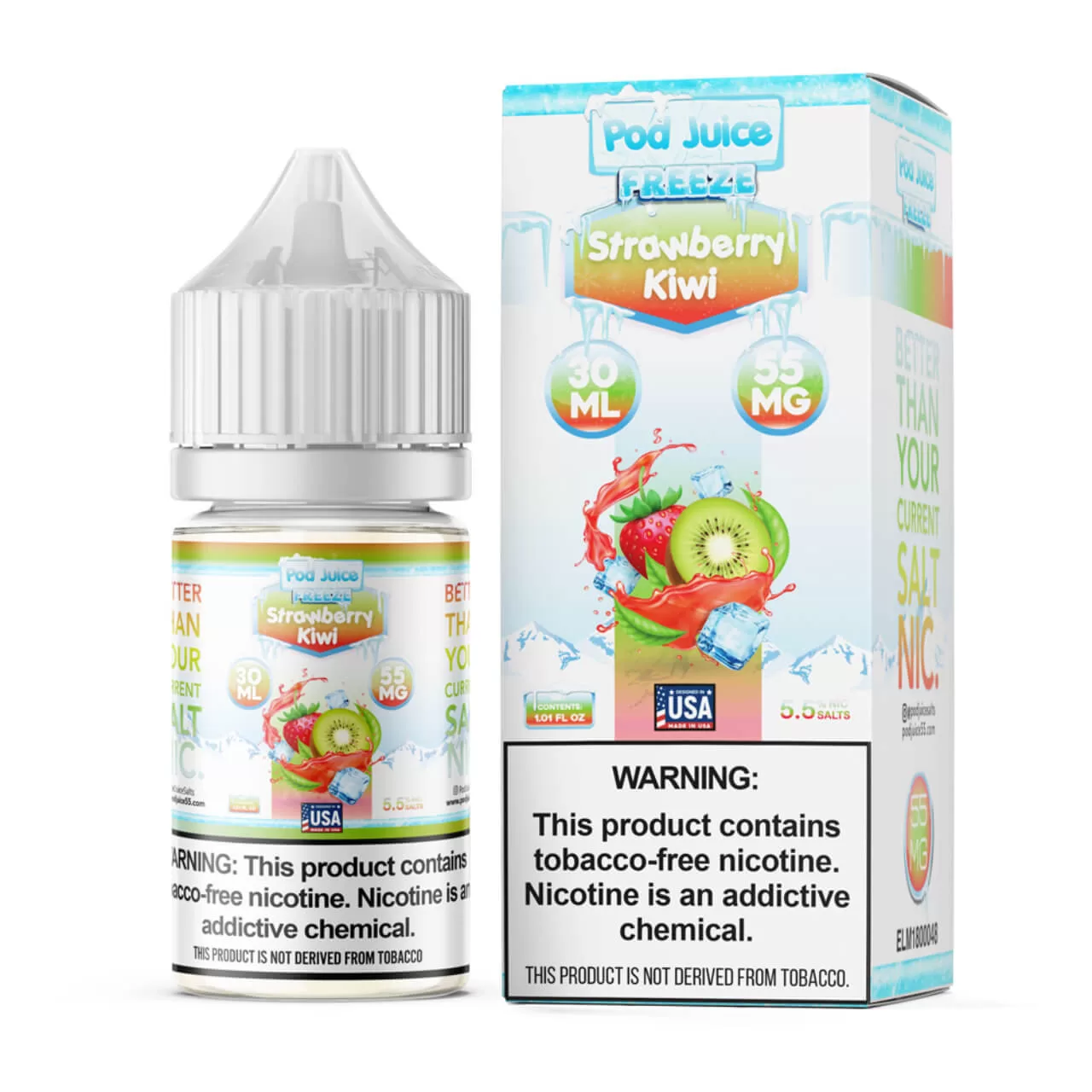 Pod Juice Salt Strawberry Kiwi Freeze Tobacco Free Nicotine E-Juice 30ml Pod Juice Salt Strawberry Kiwi Freeze Tobacco Free Nicotine E-Juice 30ml