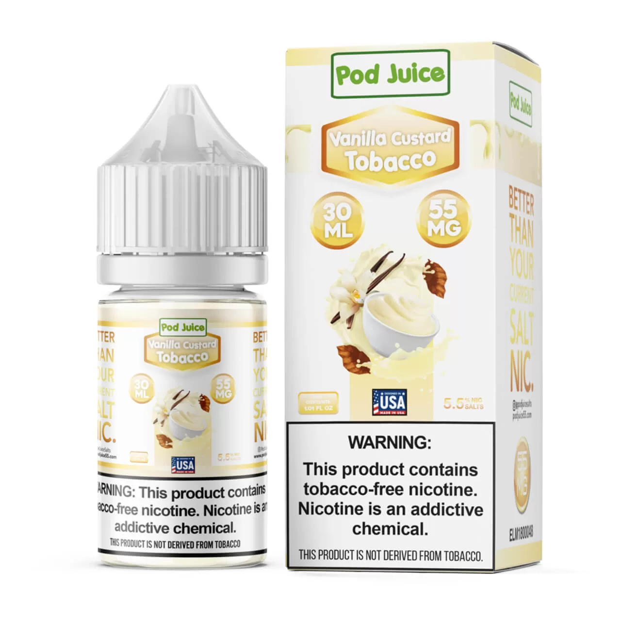Pod Juice Salt Vanilla Custard Tobacco Tobacco Free Nicotine E-Juice 30ml Pod Juice Salt Vanilla Custard Tobacco Tobacco Free Nicotine E-Juice 30ml