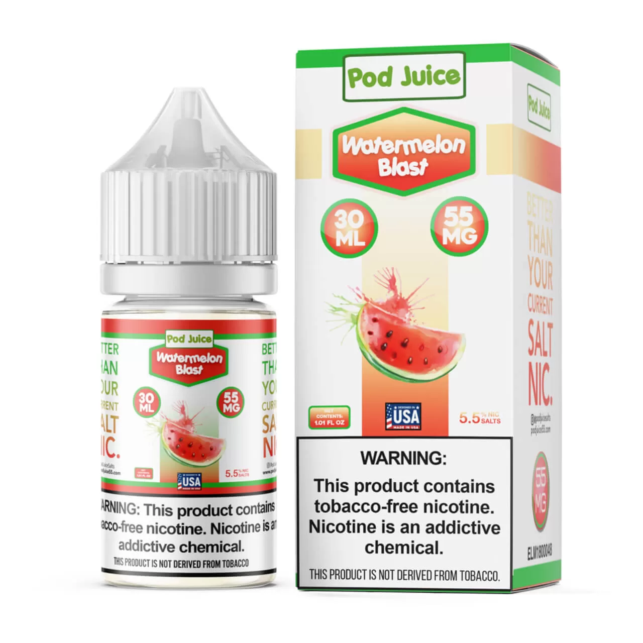 Pod Juice Salt Watermelon Blast Tobacco Free Nicotine E-Juice 30ml Pod Juice Salt Watermelon Blast Tobacco Free Nicotine E-Juice 30ml