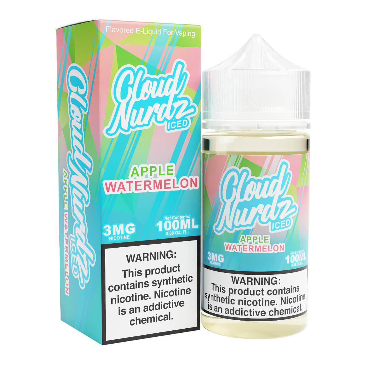 Cloud Nurdz Iced Apple Watermelon Synthetic Nicotine 100ml E-Juice Cloud Nurdz Iced Apple Watermelon Synthetic Nicotine 100ml E-Juice