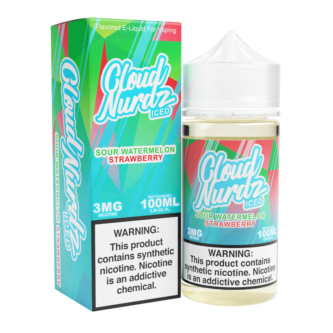 Cloud Nurdz Iced Sour Watermelon Strawberry Synthetic Nicotine 100ml E-Juice Cloud Nurdz Iced Sour Watermelon Strawberry Synthetic Nicotine 100ml E-Juice