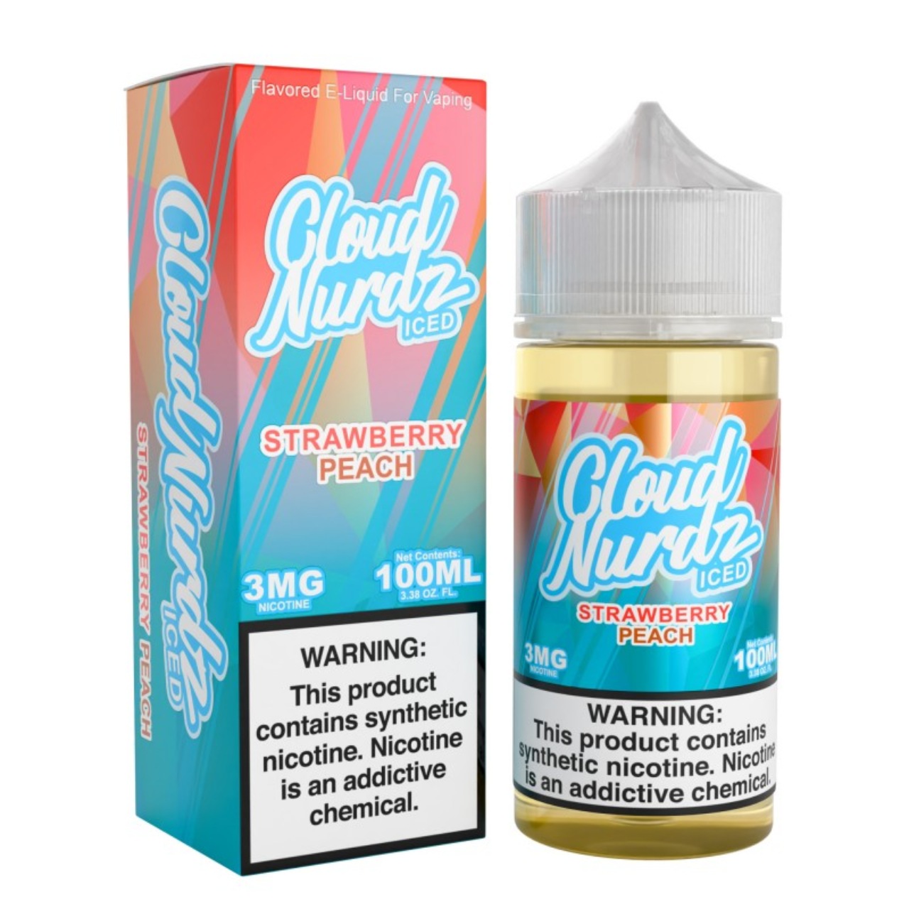 Cloud Nurdz Iced Strawberry Peach Synthetic Nicotine 100ml E-Juice Cloud Nurdz Iced Strawberry Peach Synthetic Nicotine 100ml E-Juice