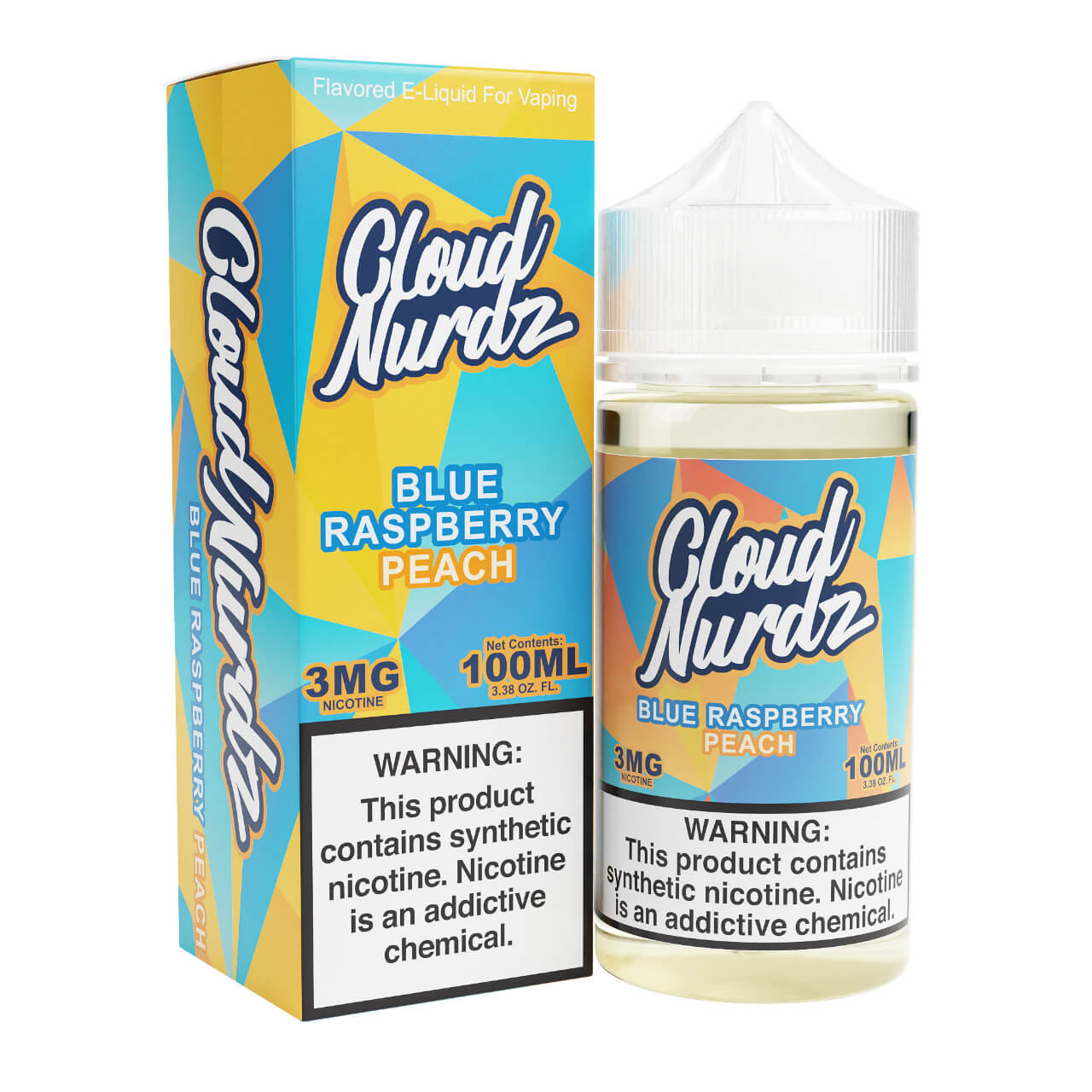 Cloud Nurdz Peach Blue Razz Synthetic Nicotine 100ml E-Juice