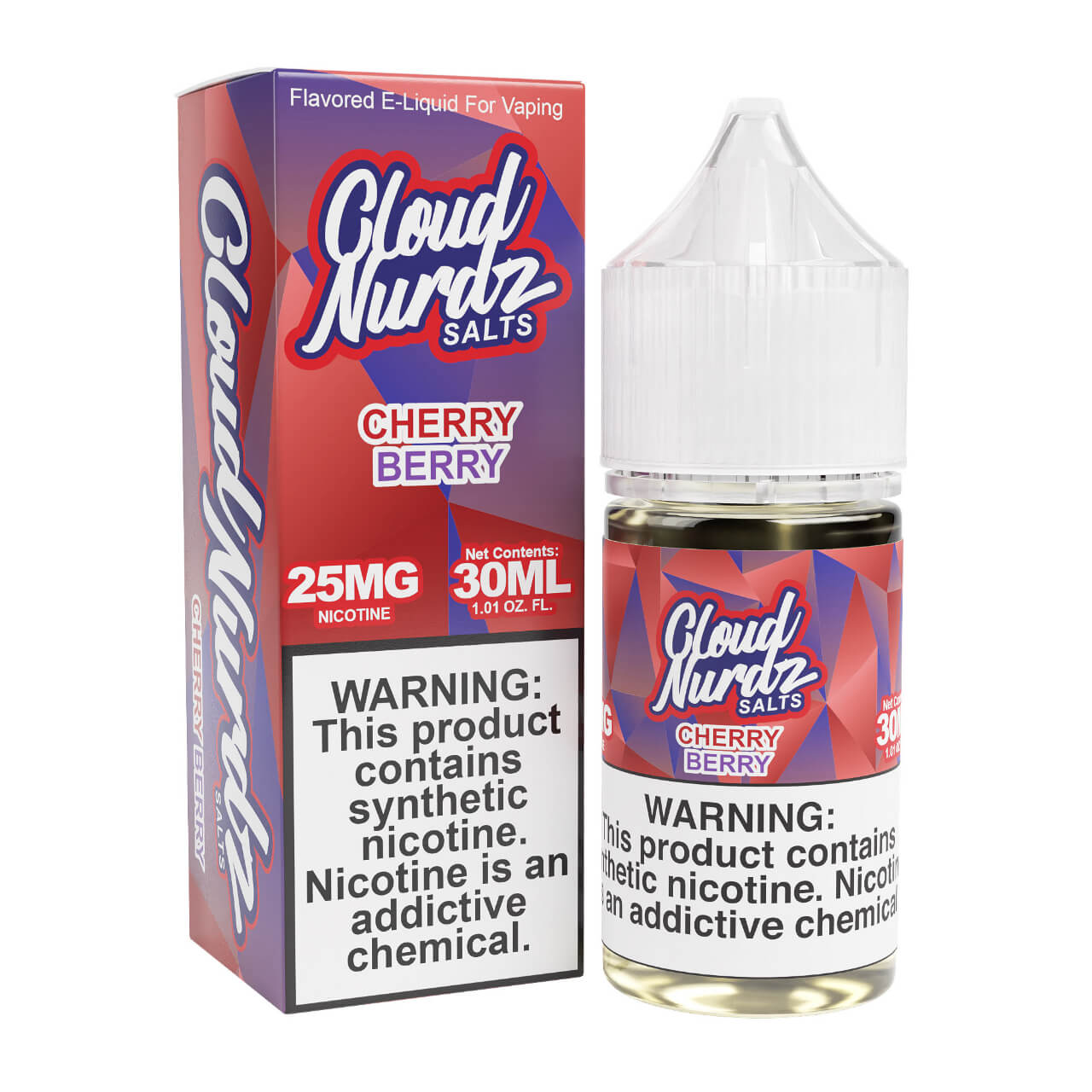 Cloud Nurdz Salts Cherry Berry Synthetic Nicotine 30ml E-Juice 25mg