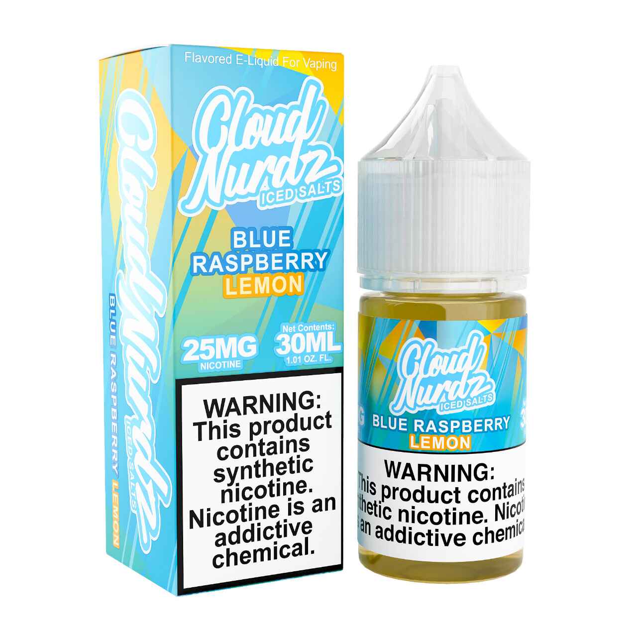 Cloud Nurdz Salts Iced Blue Raspberry Lemon Synthetic Nicotine 30ml E-Juice 25mg
