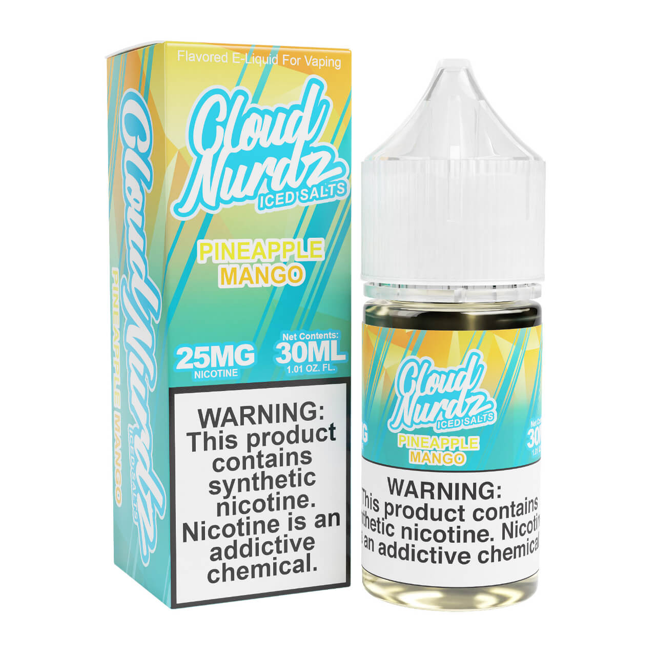Cloud Nurdz Salts Iced Pineapple Mango Synthetic Nicotine 30ml E-Juice 25mg