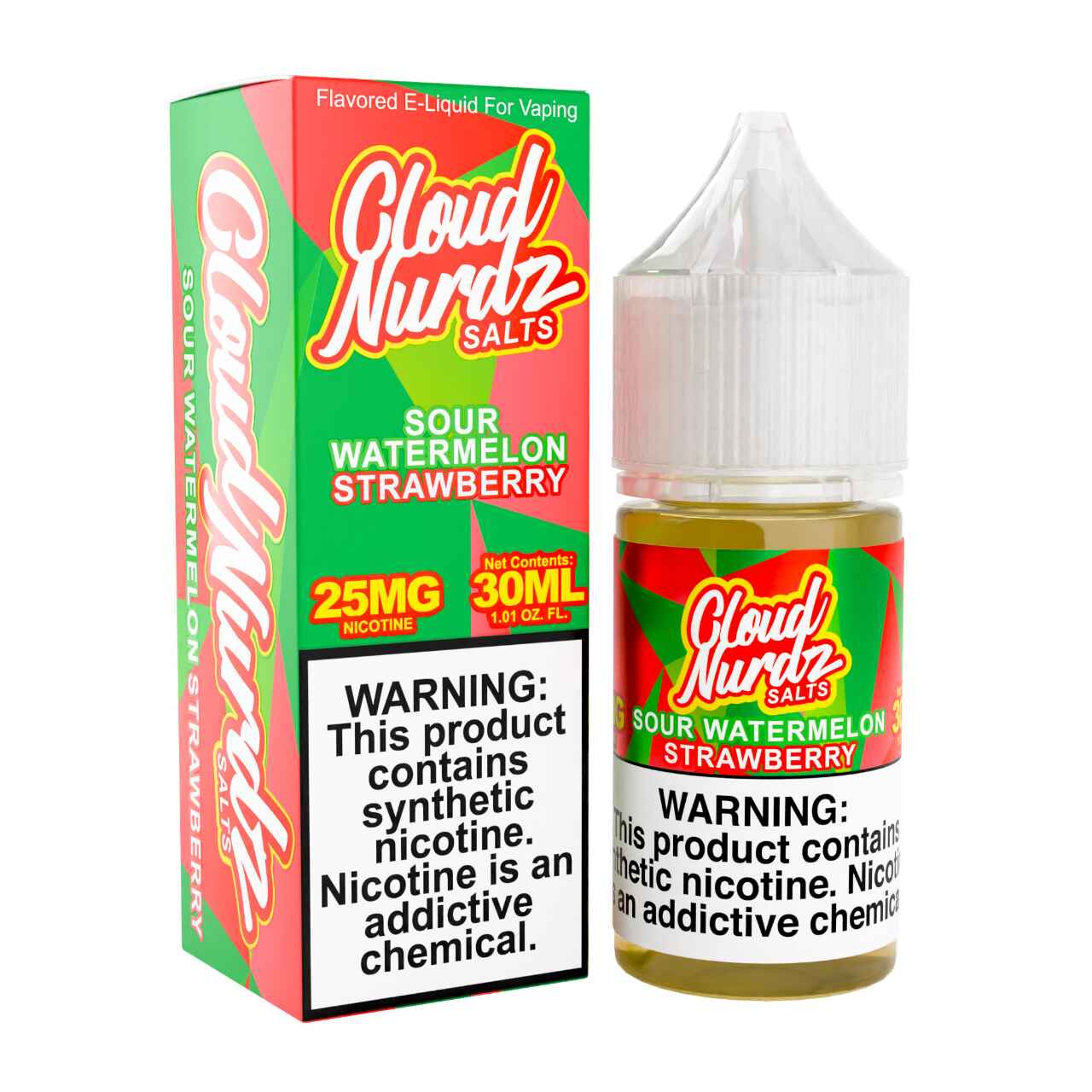 Cloud Nurdz Salts Sour Watermelon Strawberry Synthetic Nicotine 30ml E-Juice 25mg Cloud Nurdz Salts Sour Watermelon Strawberry Synthetic Nicotine 30ml E-Juice 25mg