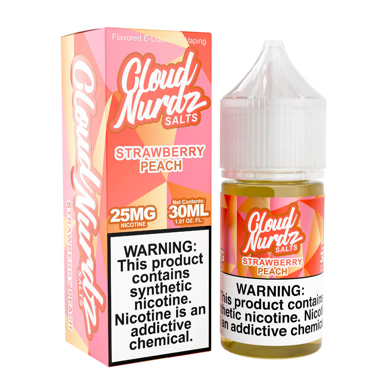 Cloud Nurdz Salts Strawberry Peach Synthetic Nicotine 30ml E-Juice 25mg
