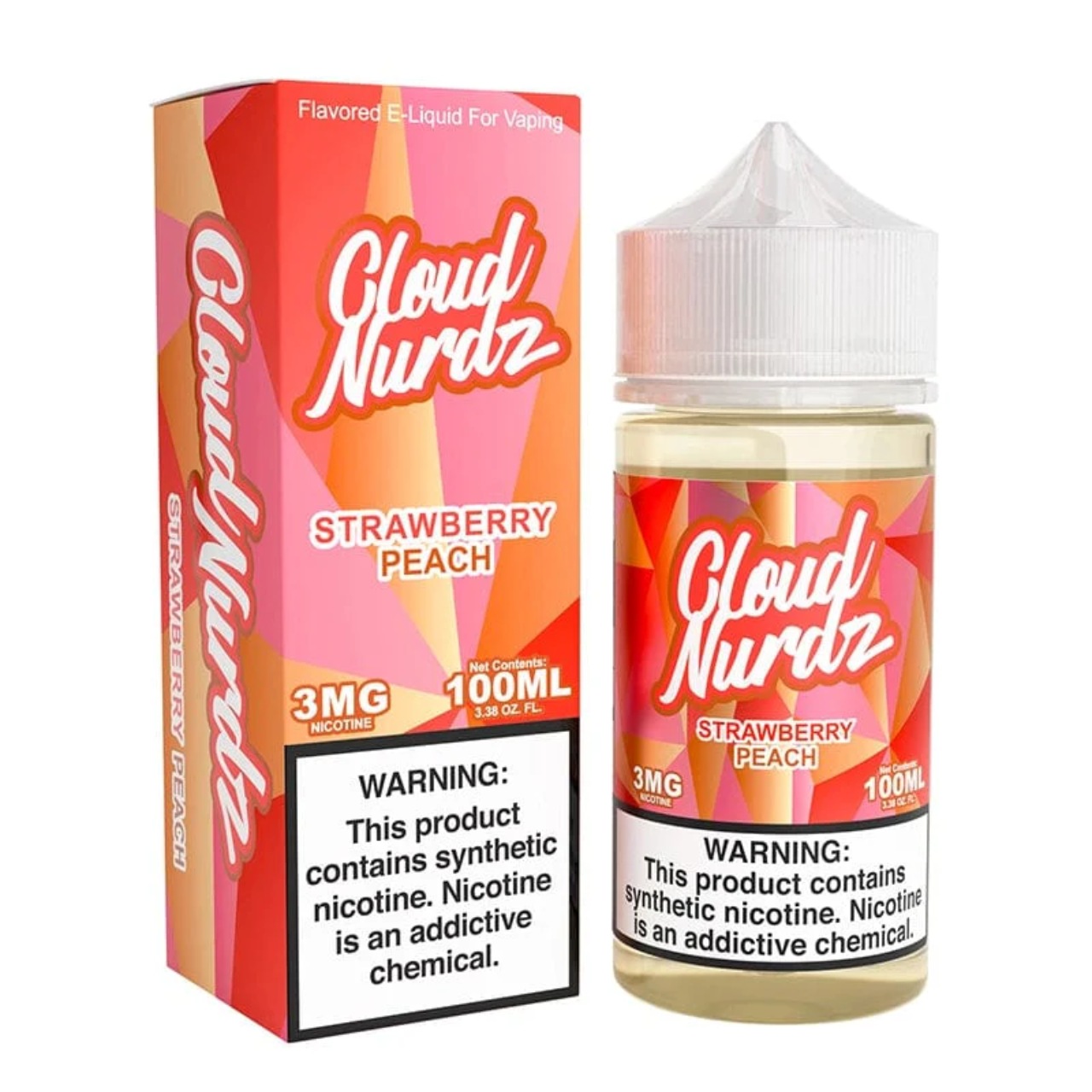 Cloud Nurdz Strawberry Peach Synthetic Nicotine 100ml E-Juice