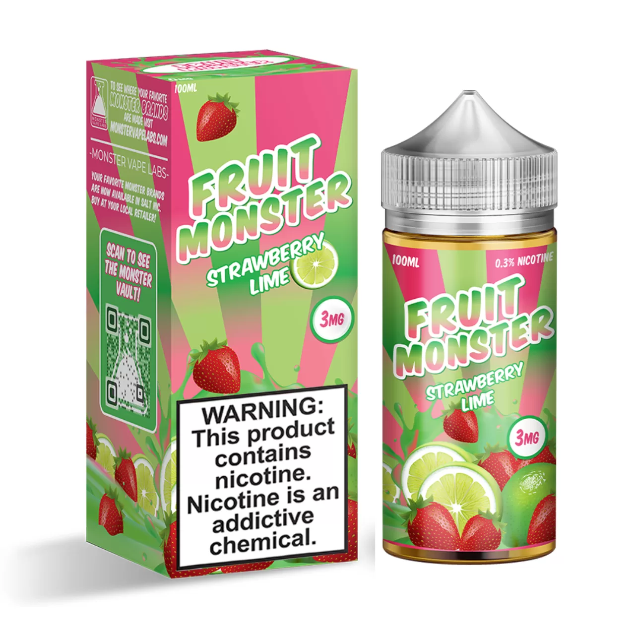 Fruit Monster E-Juice Collection (100ml) Strawberry Lime 3 MG Fruit Monster E-Juice Collection (100ml) Strawberry Lime 3 MG