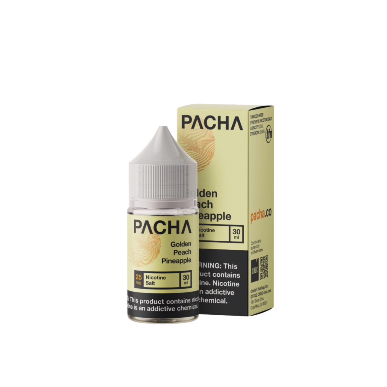 Pacha Salts Golden Peach Pineapple Synthetic Nicotine E-Juice 30ml Pacha Salts Golden Peach Pineapple Synthetic Nicotine E-Juice 30ml