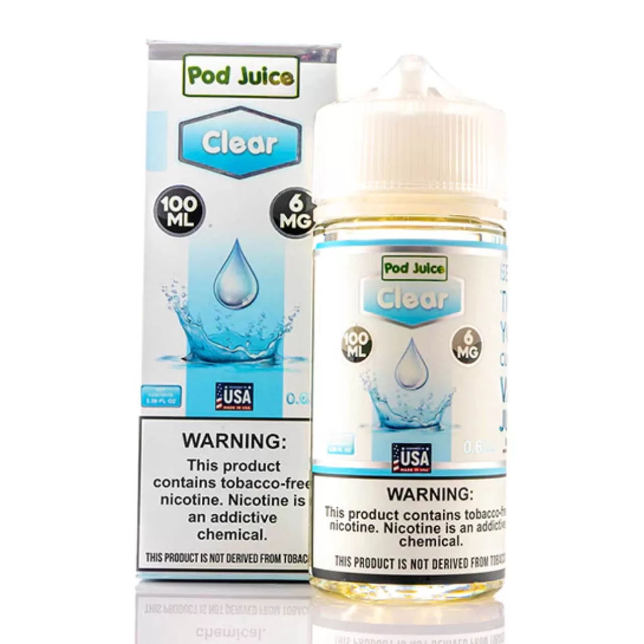 Pod Juice Clear Tobacco Free Nicotine E-Juice 100ml 6mg Pod Juice Clear Tobacco Free Nicotine E-Juice 100ml 6mg