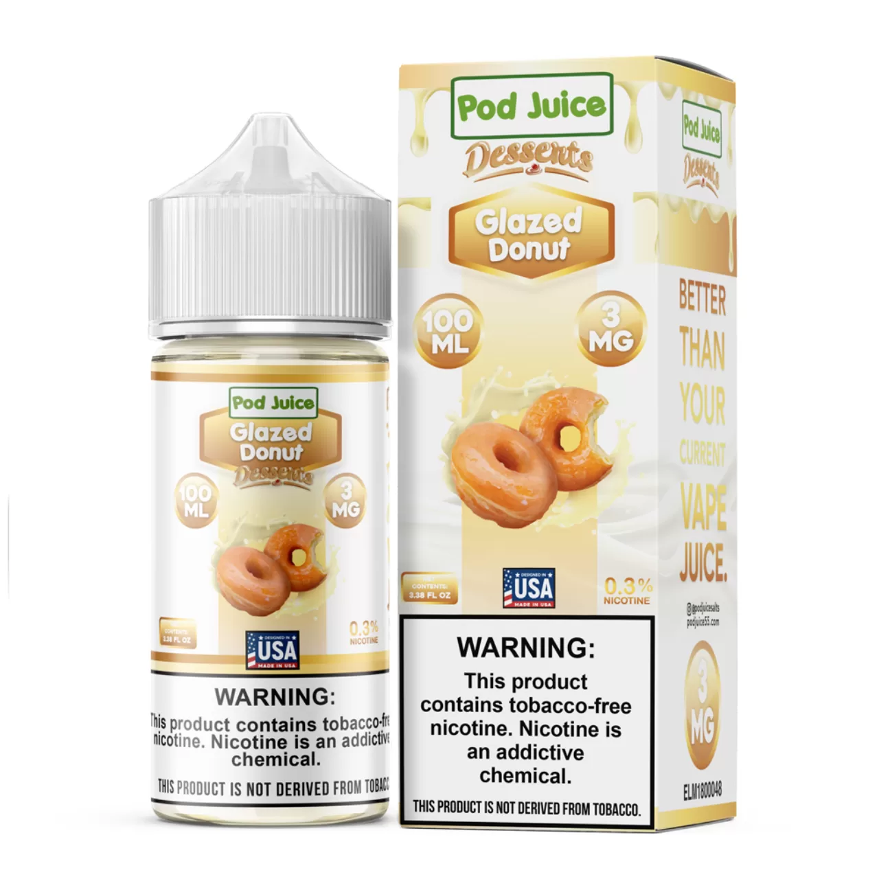 Pod Juice Glazed Donut Tobacco Free Nicotine E-Juice 100ml Pod Juice Glazed Donut Tobacco Free Nicotine E-Juice 100ml