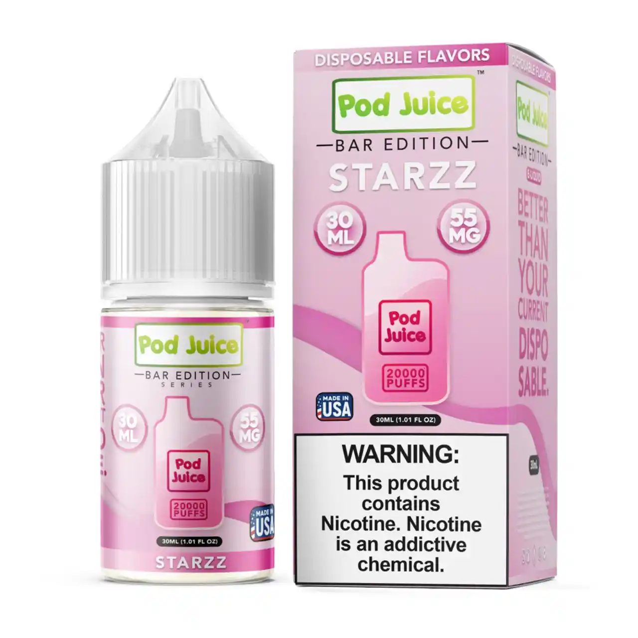 Pod Juice Salt PJ 5000 Series Strazz Tobacco Free Nicotine E-Juice 30ml