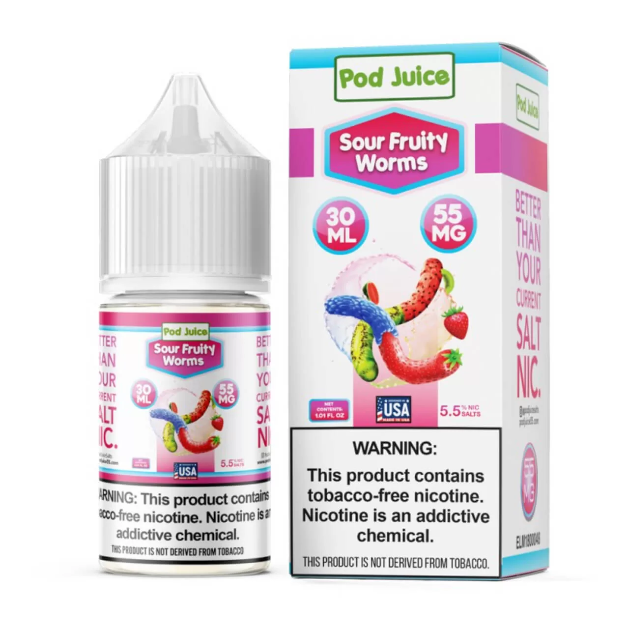 Pod Juice Salt Sour Fruity Worms Tobacco Free Nicotine E-Juice 30ml Pod Juice Salt Sour Fruity Worms Tobacco Free Nicotine E-Juice 30ml