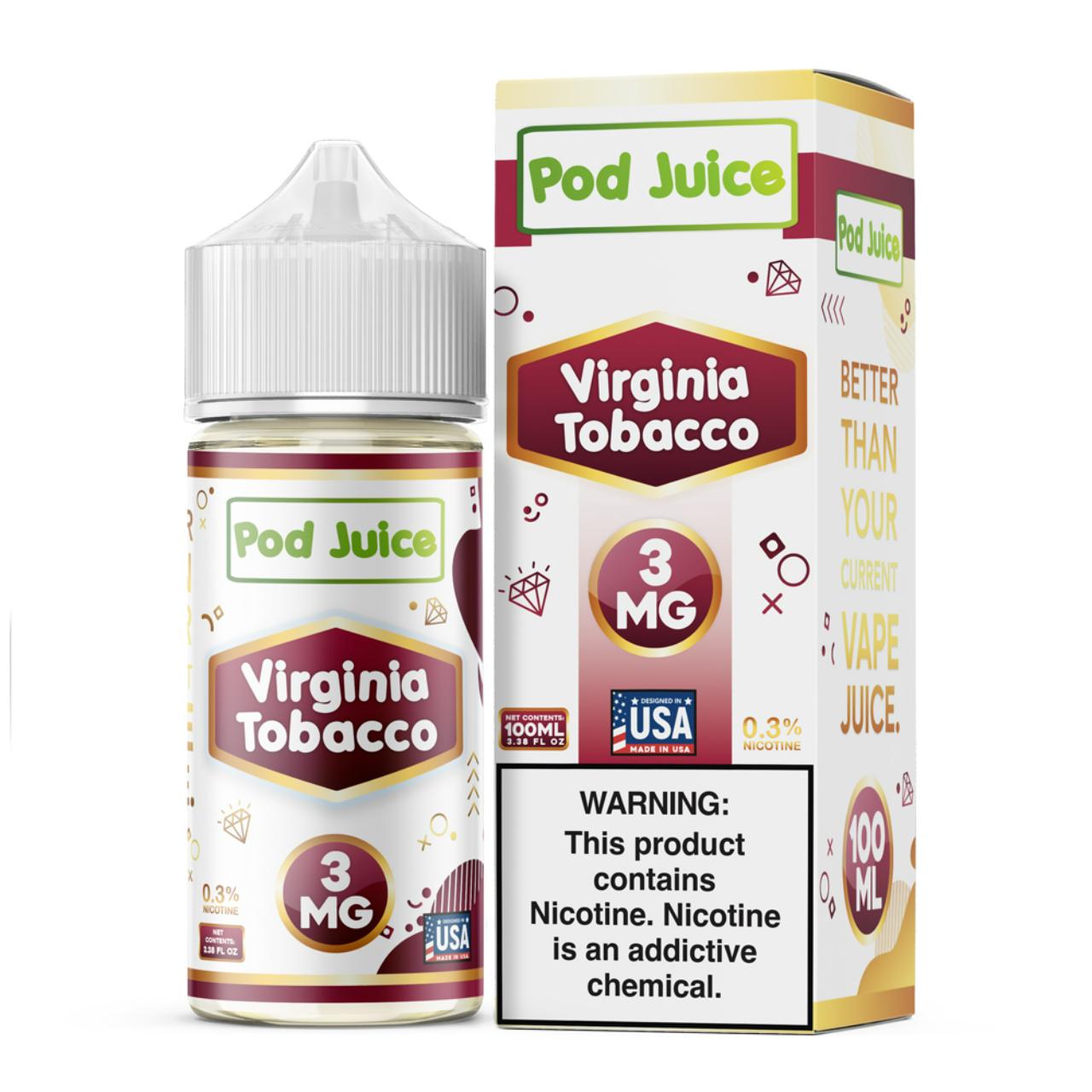 Pod Juice Virginia Tobacco Free Nicotine E-Juice 100ml Pod Juice Virginia Tobacco Free Nicotine E-Juice 100ml