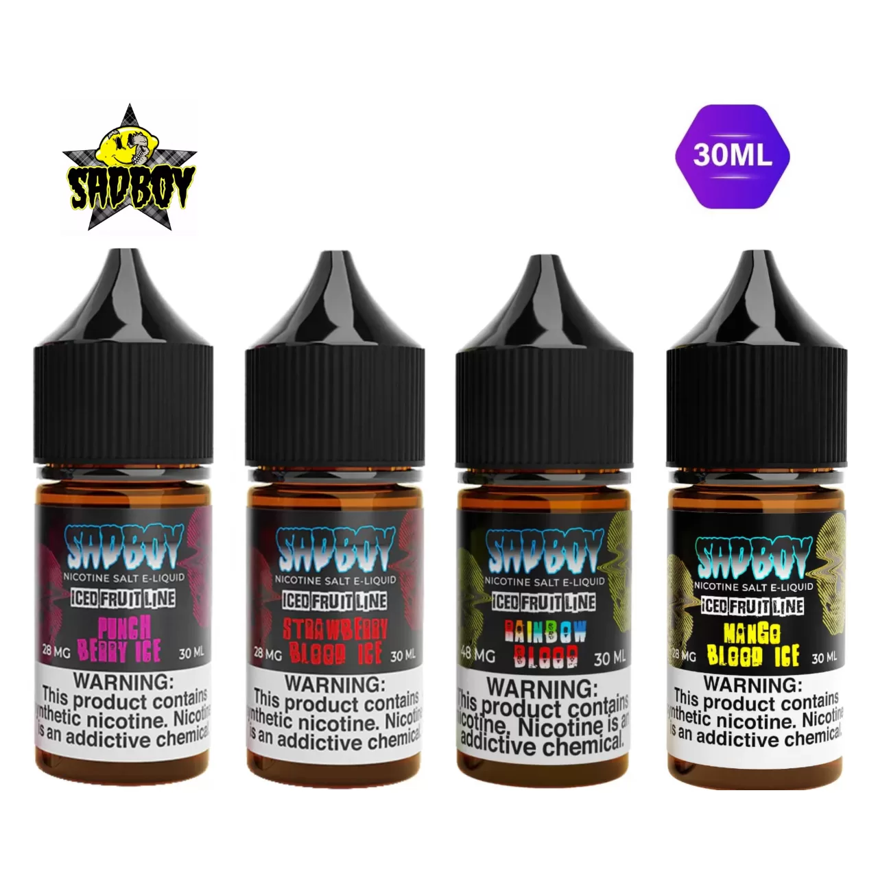 SadBoy Iced FruitLine Synthetic Nicotine Salt E-Juice (30ml) SadBoy Iced FruitLine Synthetic Nicotine Salt E-Juice (30ml)