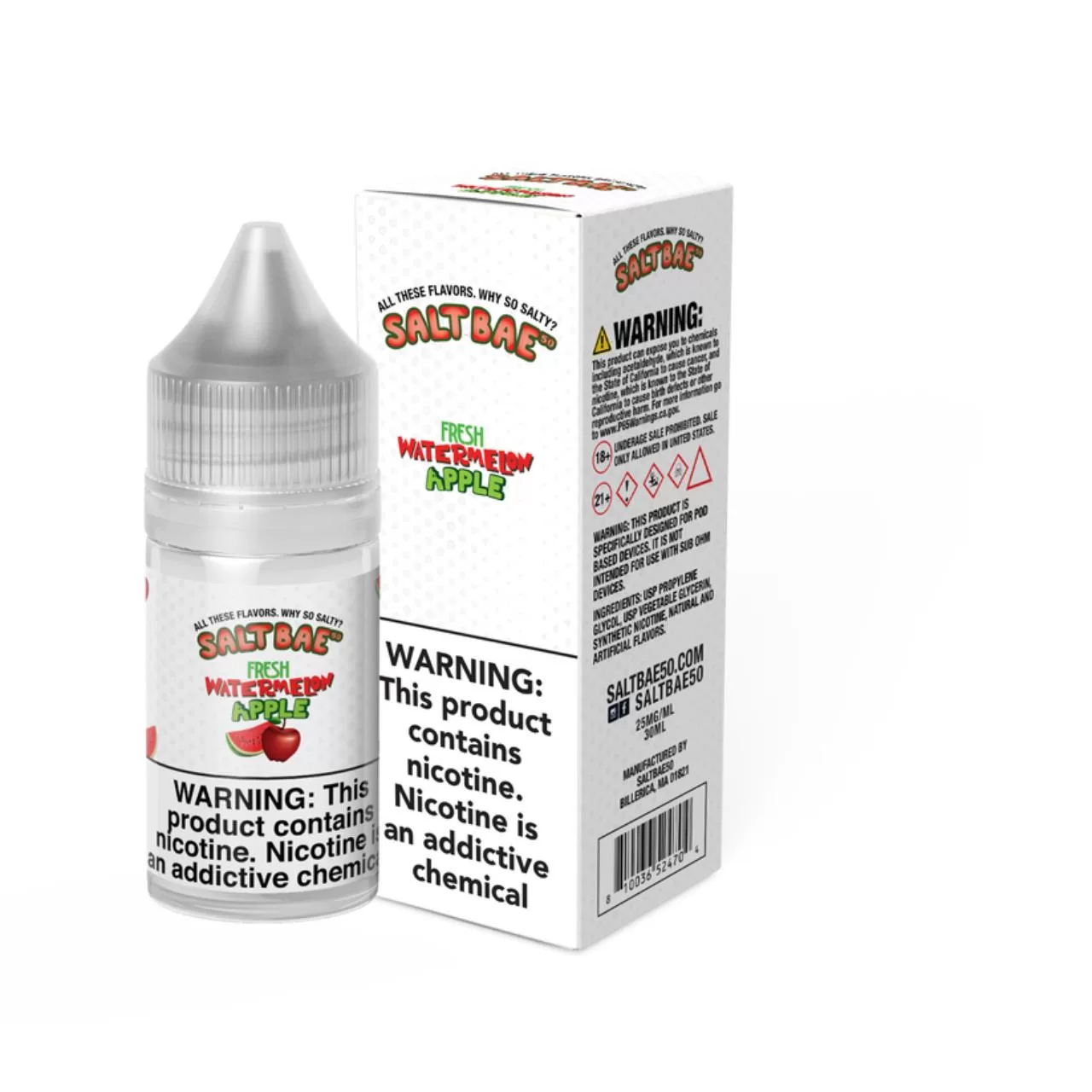 Salt Bae 50 Fresh Watermelon Apple 30ml E-Juice Salt Bae 50 Fresh Watermelon Apple 30ml E-Juice