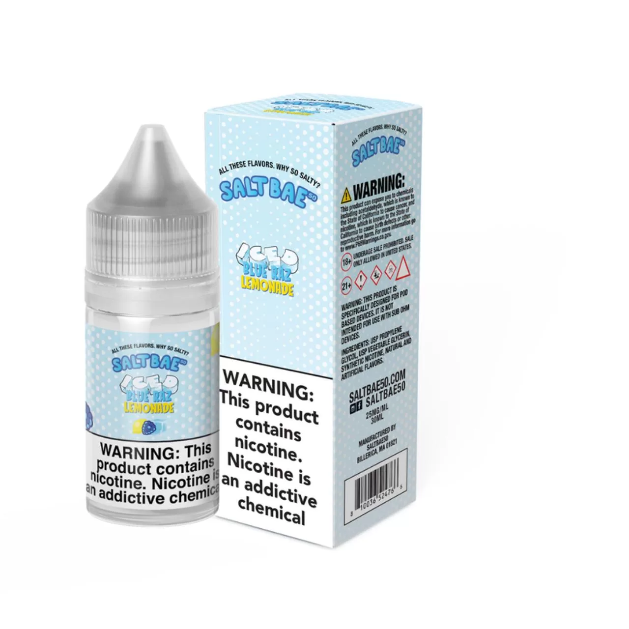 Salt Bae 50 Iced Blue Raz Lemonade 30ml E-Juice Salt Bae 50 Iced Blue Raz Lemonade 30ml E-Juice