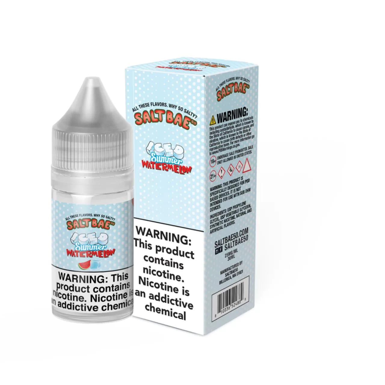 Salt Bae 50 Iced Summer Watermelon 30ml E-Juice Salt Bae 50 Iced Summer Watermelon 30ml E-Juice