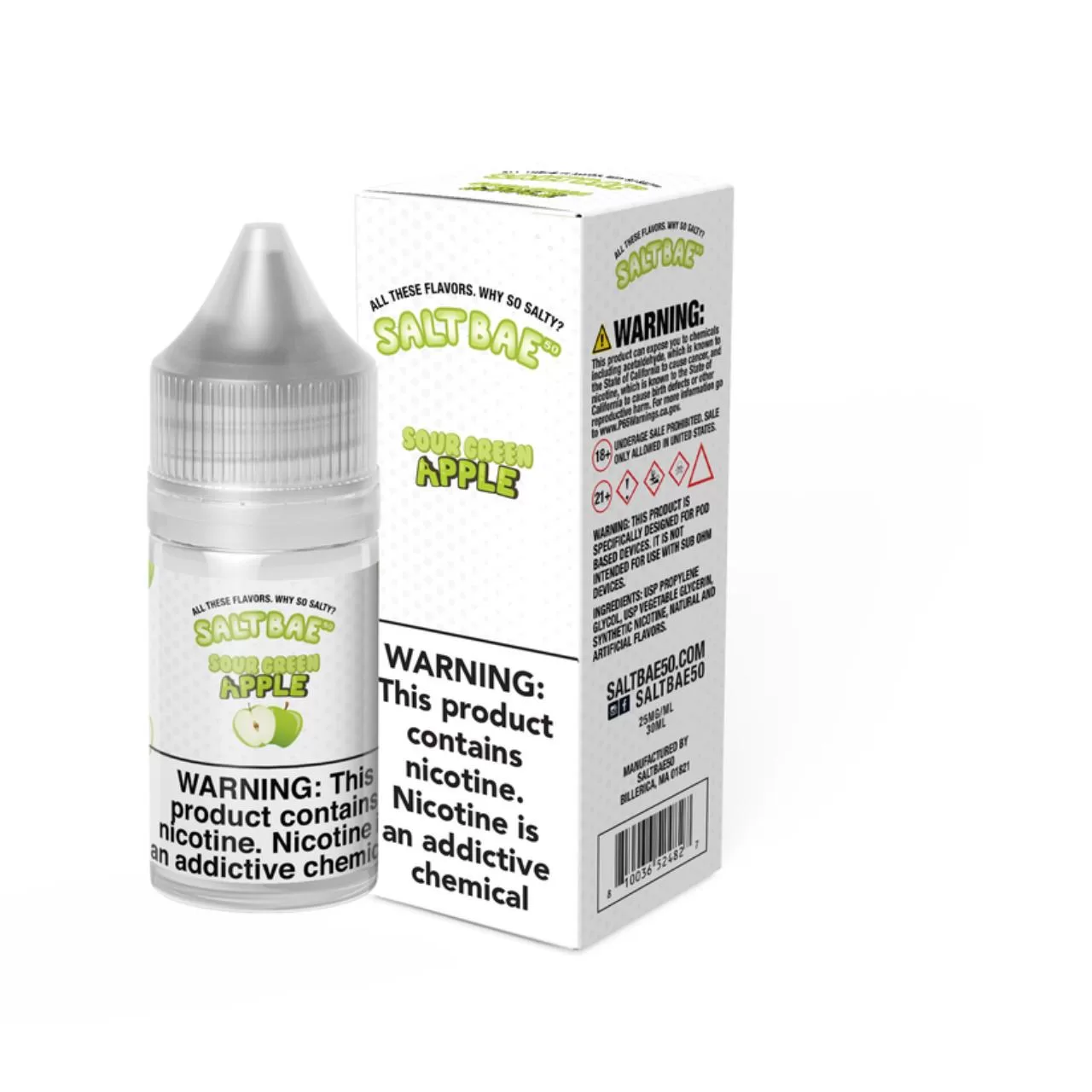 Salt Bae 50 Sour Green Apple 30ml E-Juice Salt Bae 50 Sour Green Apple 30ml E-Juice
