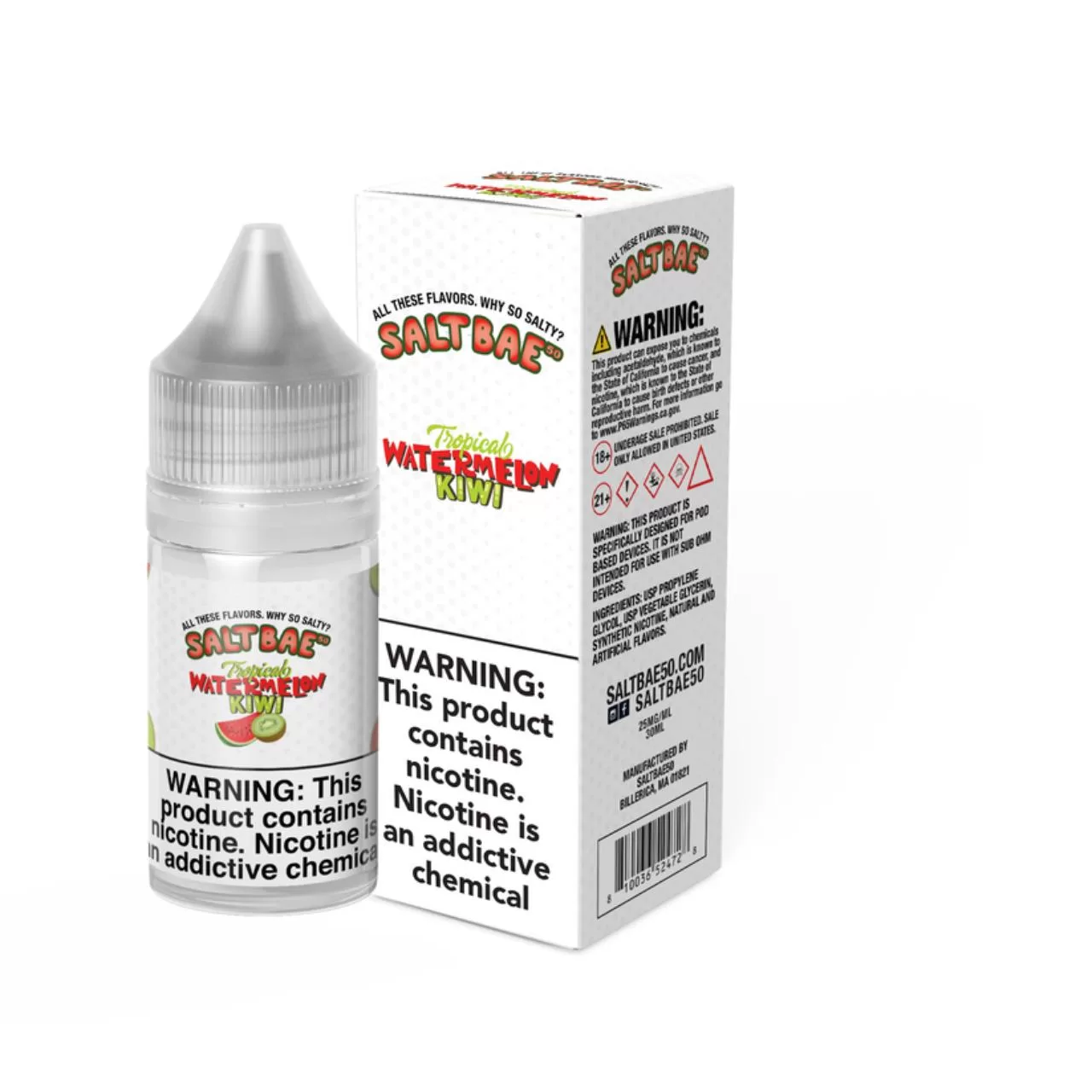 Salt Bae 50 Tropical Watermelon Kiwi 30ml E-Juice Salt Bae 50 Tropical Watermelon Kiwi 30ml E-Juice
