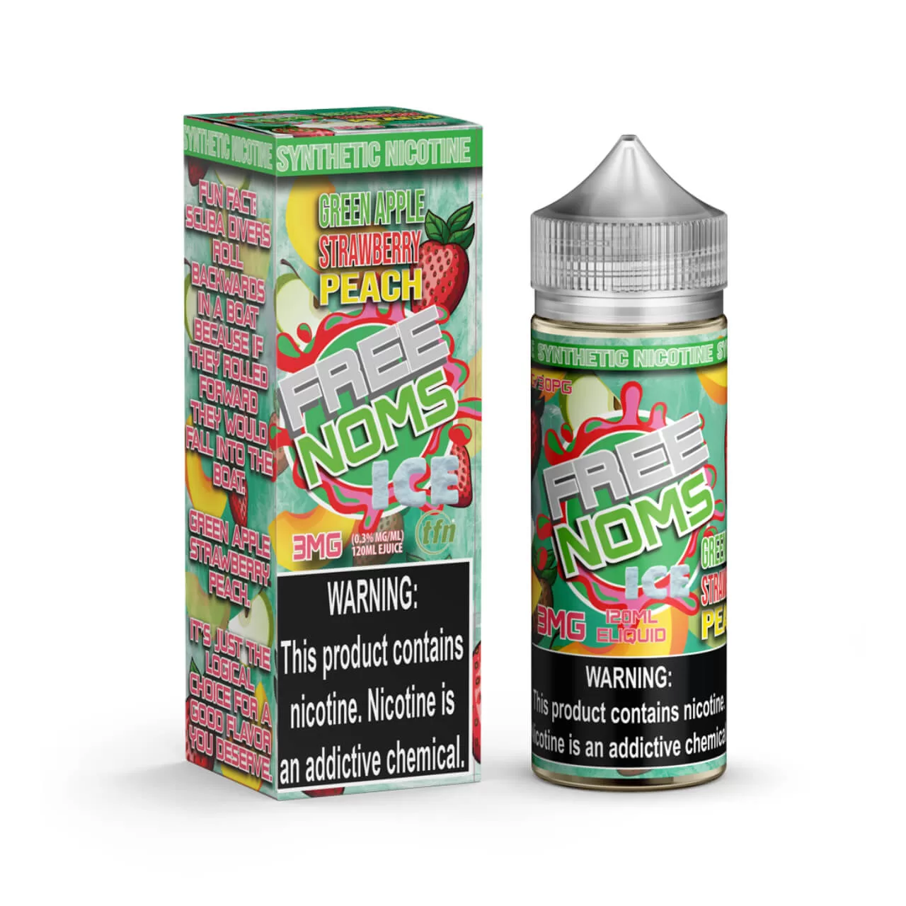 Free Noms Green Apple Strawberry Peach 120ml TFN E-Juice