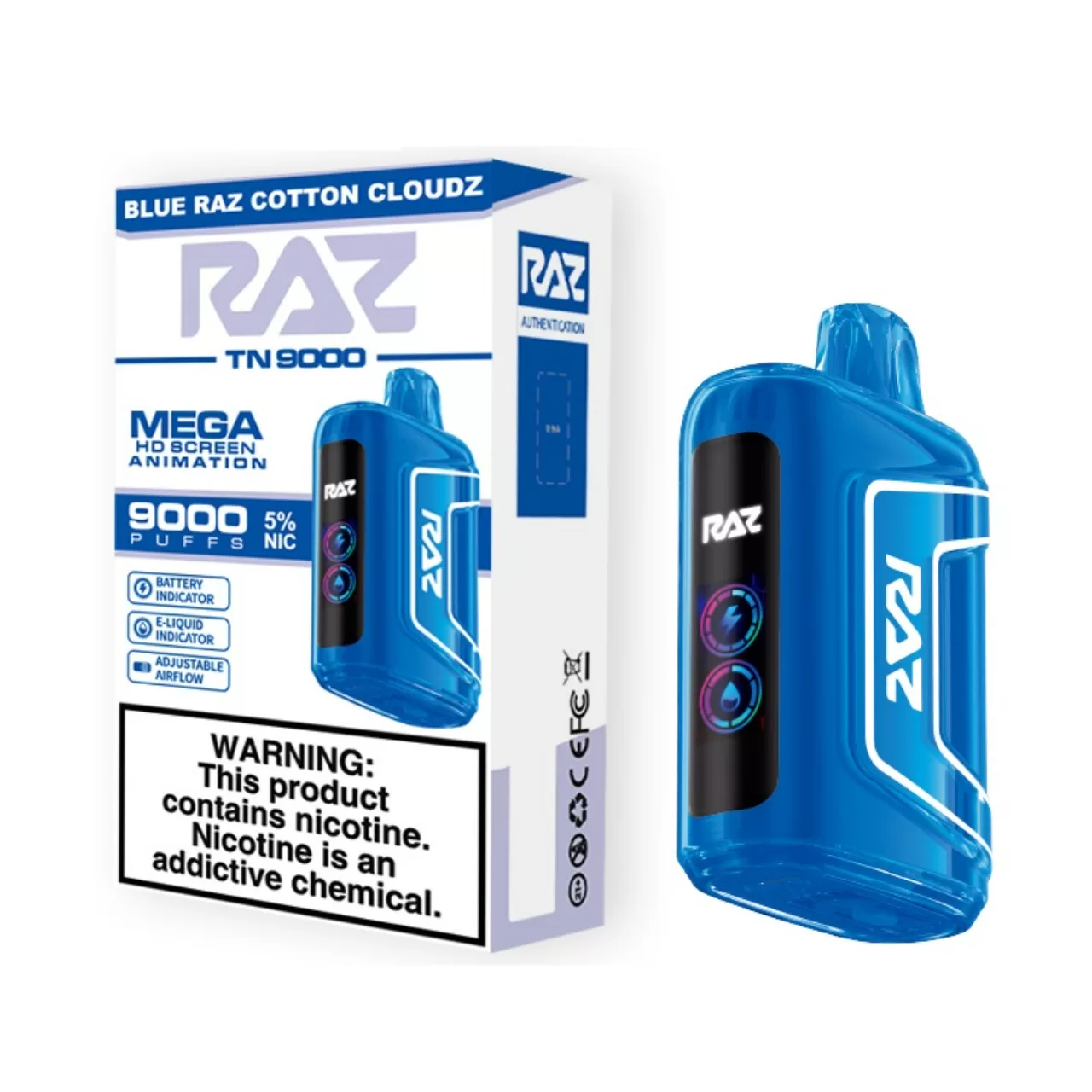 Geek Vape Raz TN9000 Disposable Blue raz Cotton Clouds