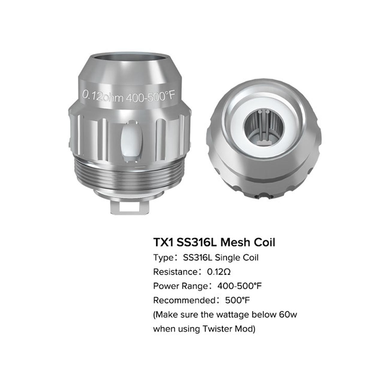 FreeMax Fireluke M TX Replacement Coils (Pack of 5)-Mesh SS316L 0.12 OHMS FreeMax Fireluke M TX Replacement Coils (Pack of 5)-Mesh SS316L 0.12 OHMS