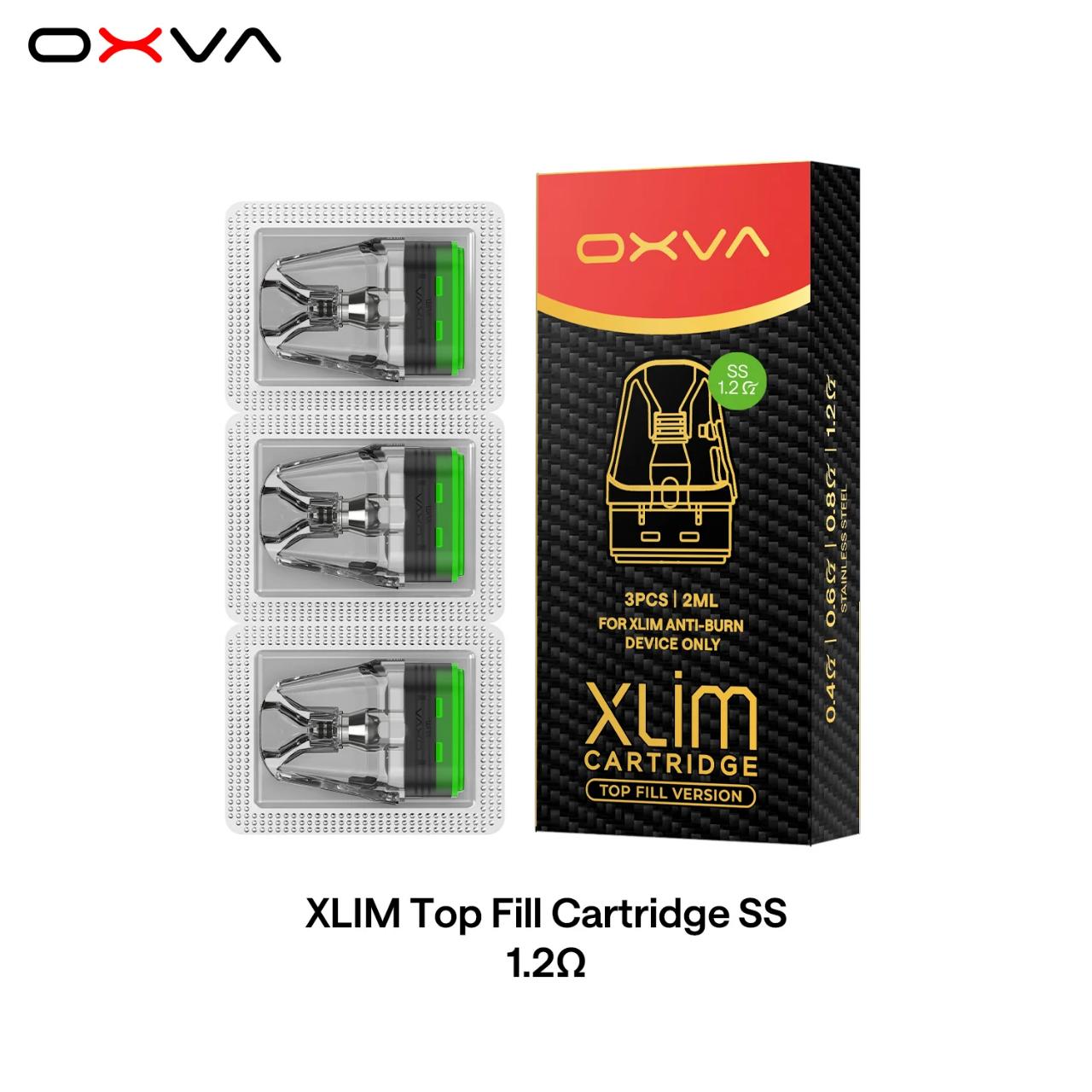 OXVA Xlim Top Fill Replacement Pod Cartridge - 3PK 1.2 OHMS - Stainless Steel Box