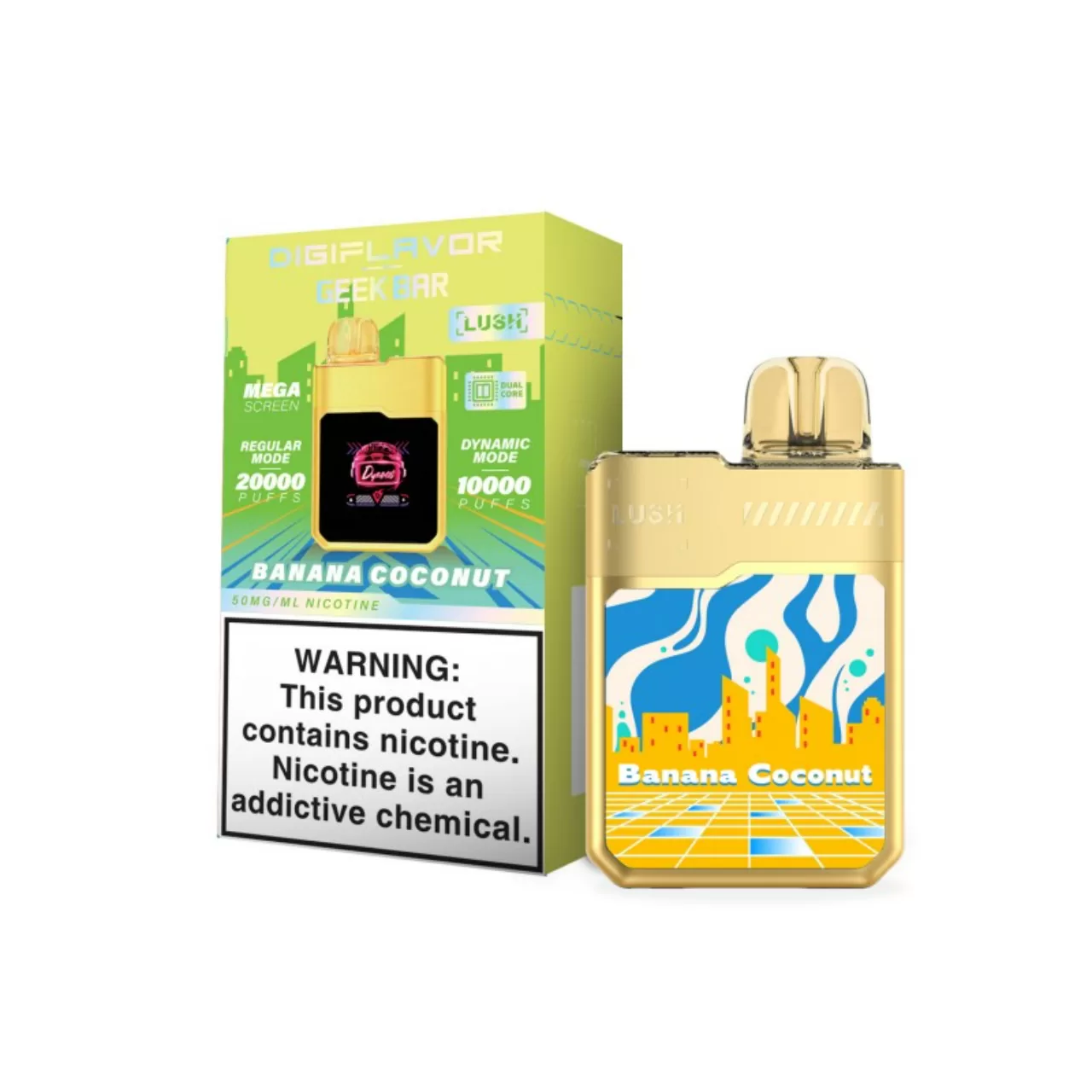 Digi Flavor x Geek Vape Lush 20,000 Puff Disposable Banana Coconut Digi Flavor x Geek Vape Lush 20,000 Puff Disposable Banana Coconut